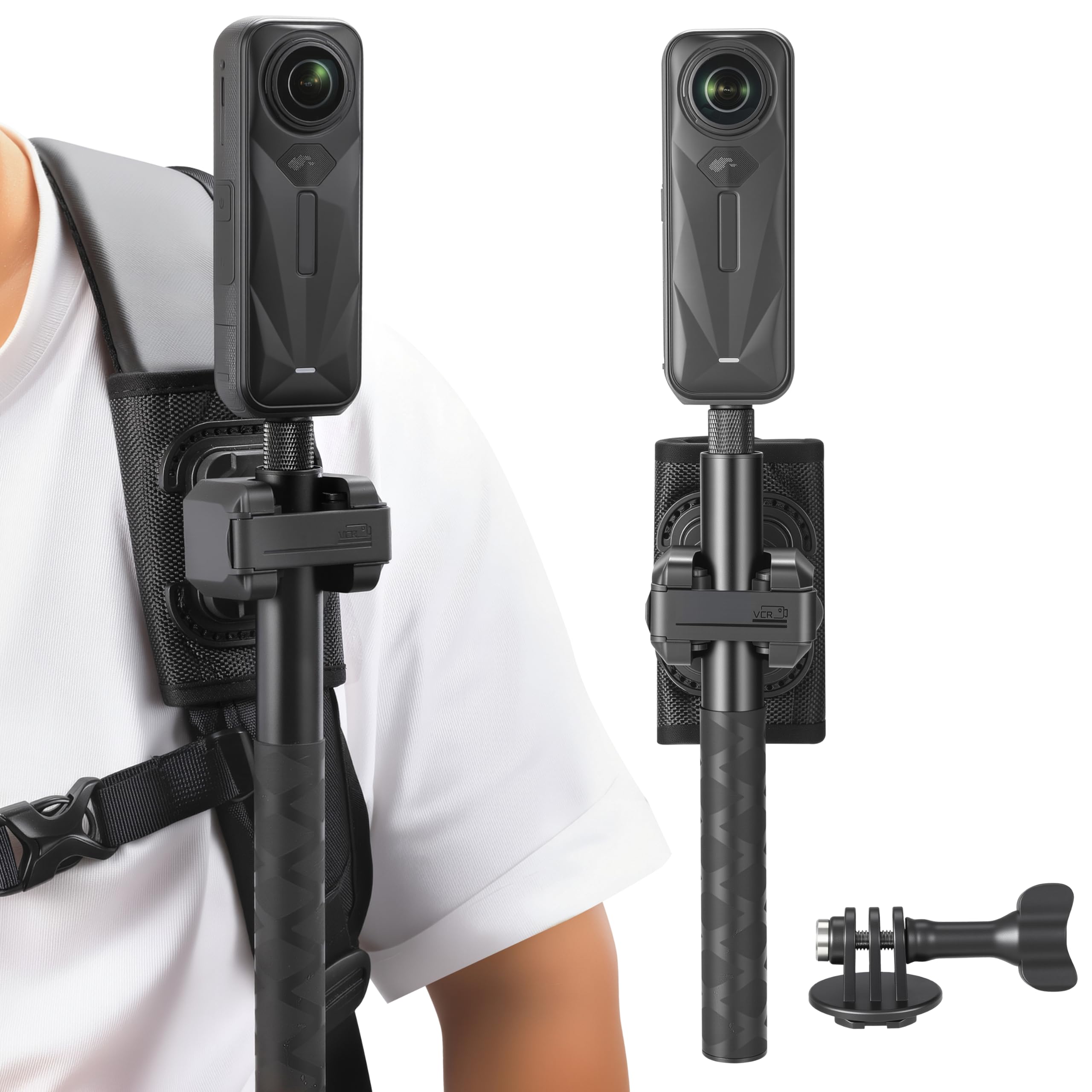 Selfie Stick Holster plecak Clip Mount dla insta360 X5 X4 Air dla gopro Hero 13 12 MAX 2 Pasek dla DJI Osmo 360 Akcja 6 5 Kieszenia 3 Akcesoria | Uchwyt kompatybilny z GoPro Lit Hero 13 12 MAX 2 |rzep do DJI Osmo 360 Action 6 5 Pocket 4 3