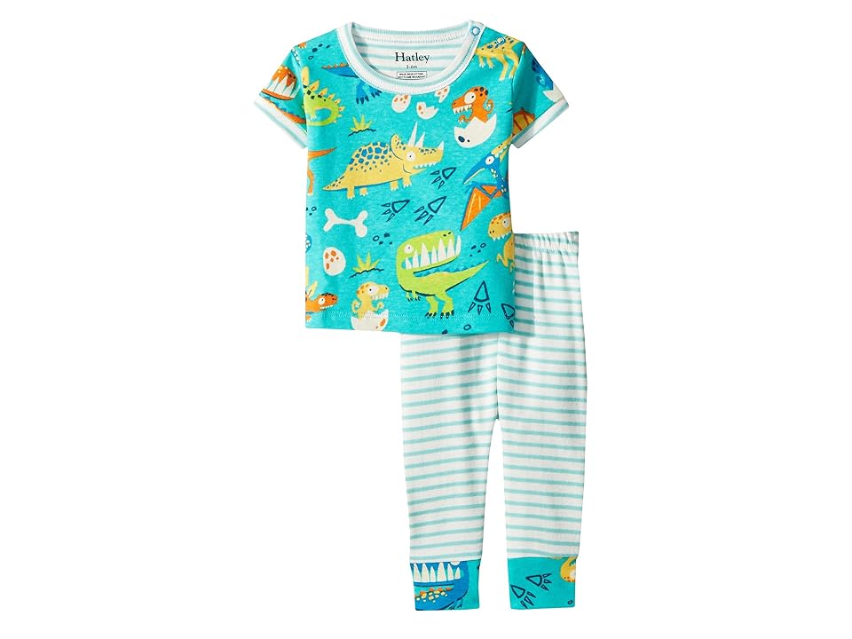 

Hatley Kids Dinosaur Land Short Sleeve Mini Pajama Set (Infant) (Aqua) Boy's Pajama Sets, Blue