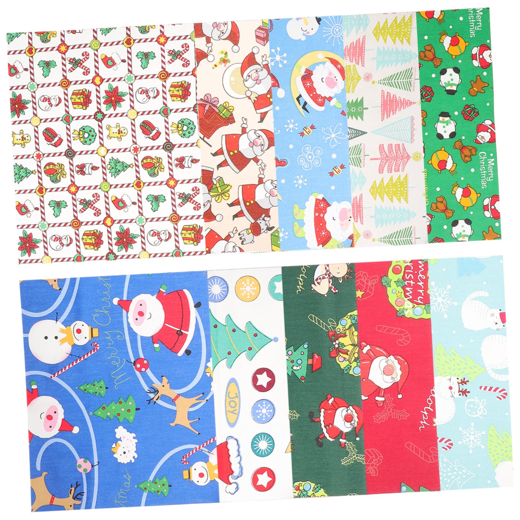 10 Hojas Tela de Algodón Navideña Floral Patchwork para Manualidades DIY Costura Diseño Aleatorio