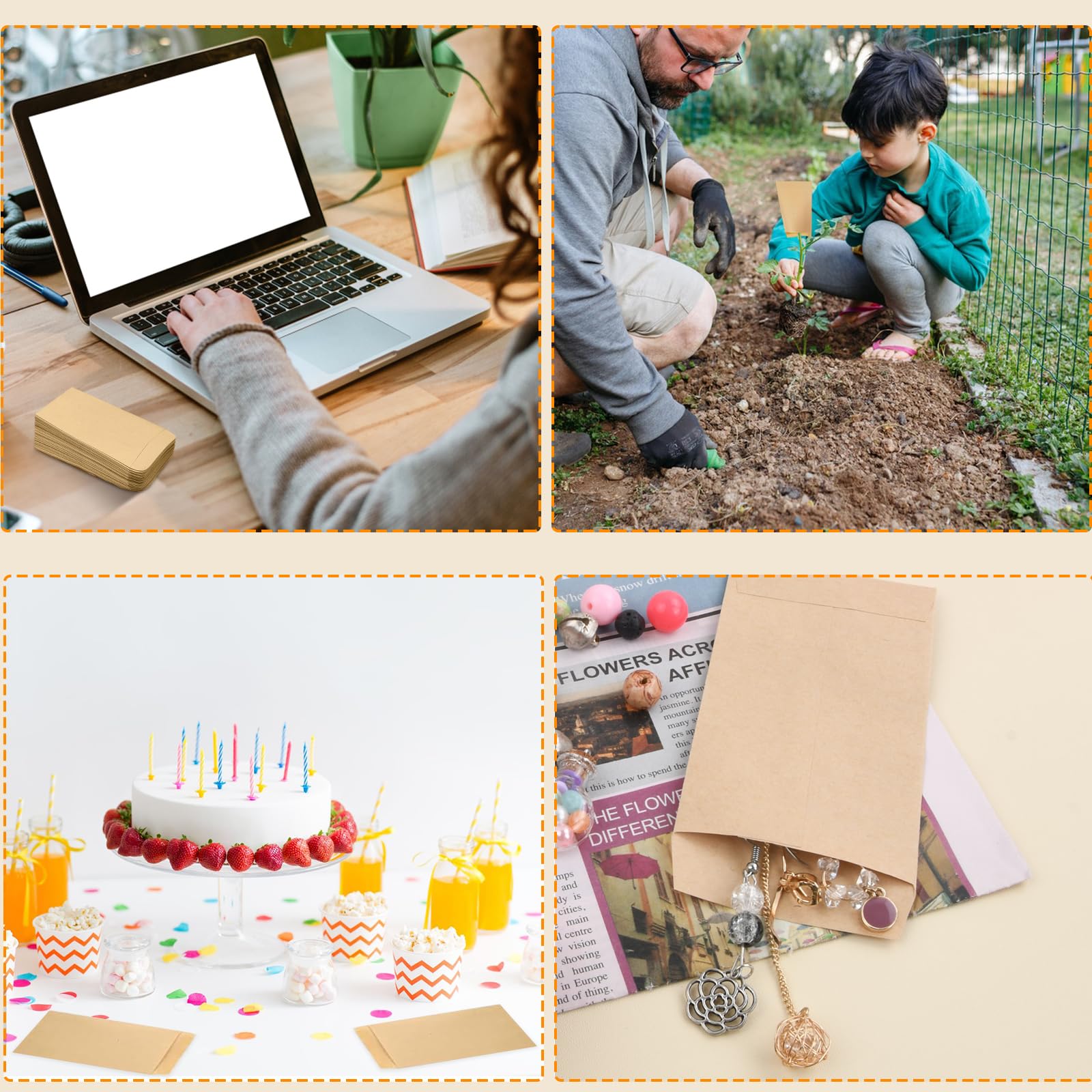 100 Sacchetti Di Carta Kraft Per Semi, Piccoli Sacchetti Di Carta Kraft Buste Per Semi Confezioni Regalo 92305276