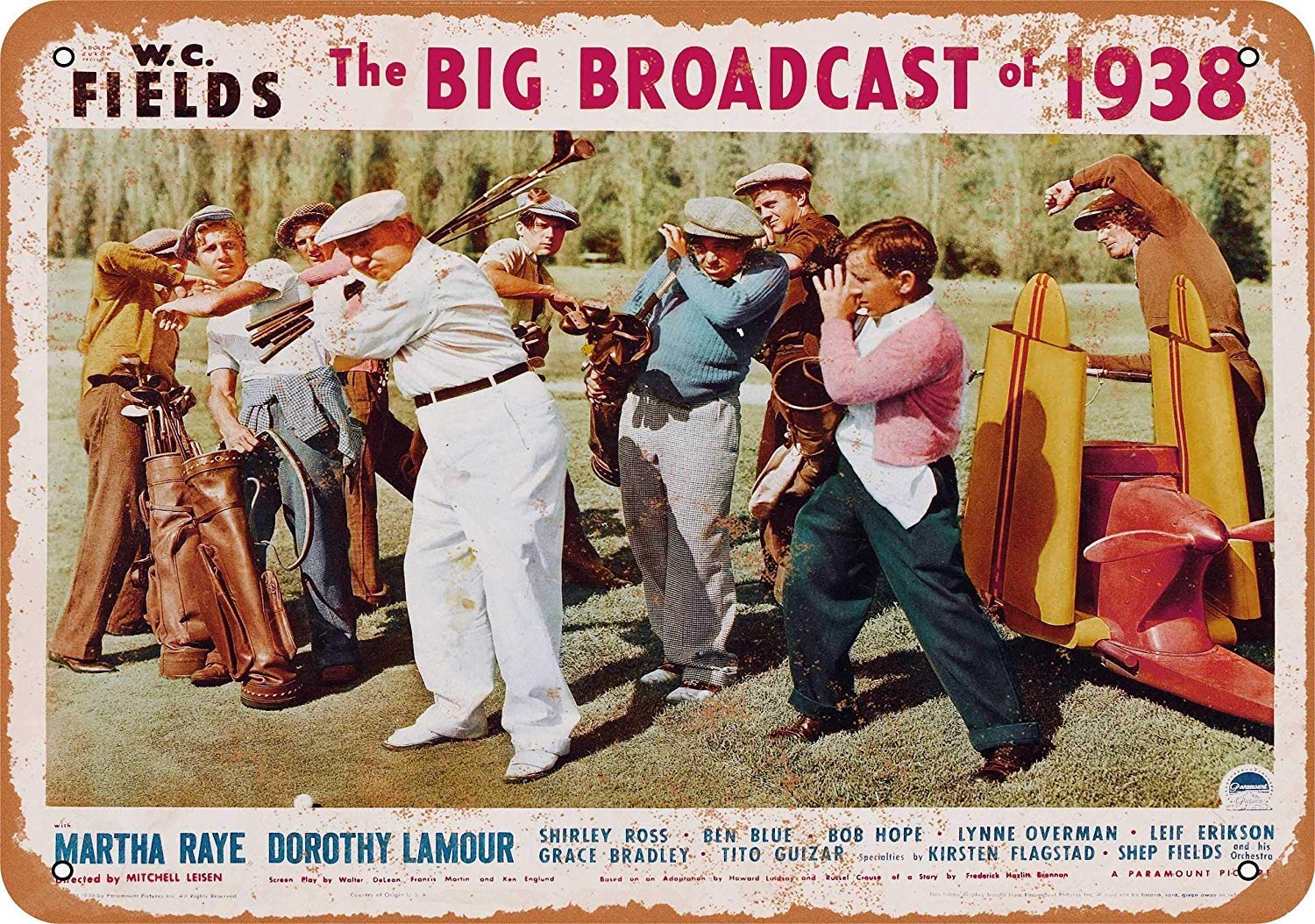 1953 W.C. Fields The Big Broadcast of 1938 Vintage Look Metal Sign Funny Aluminum Tin Sign Post Home Decor Wall Art Gift 8 x 12