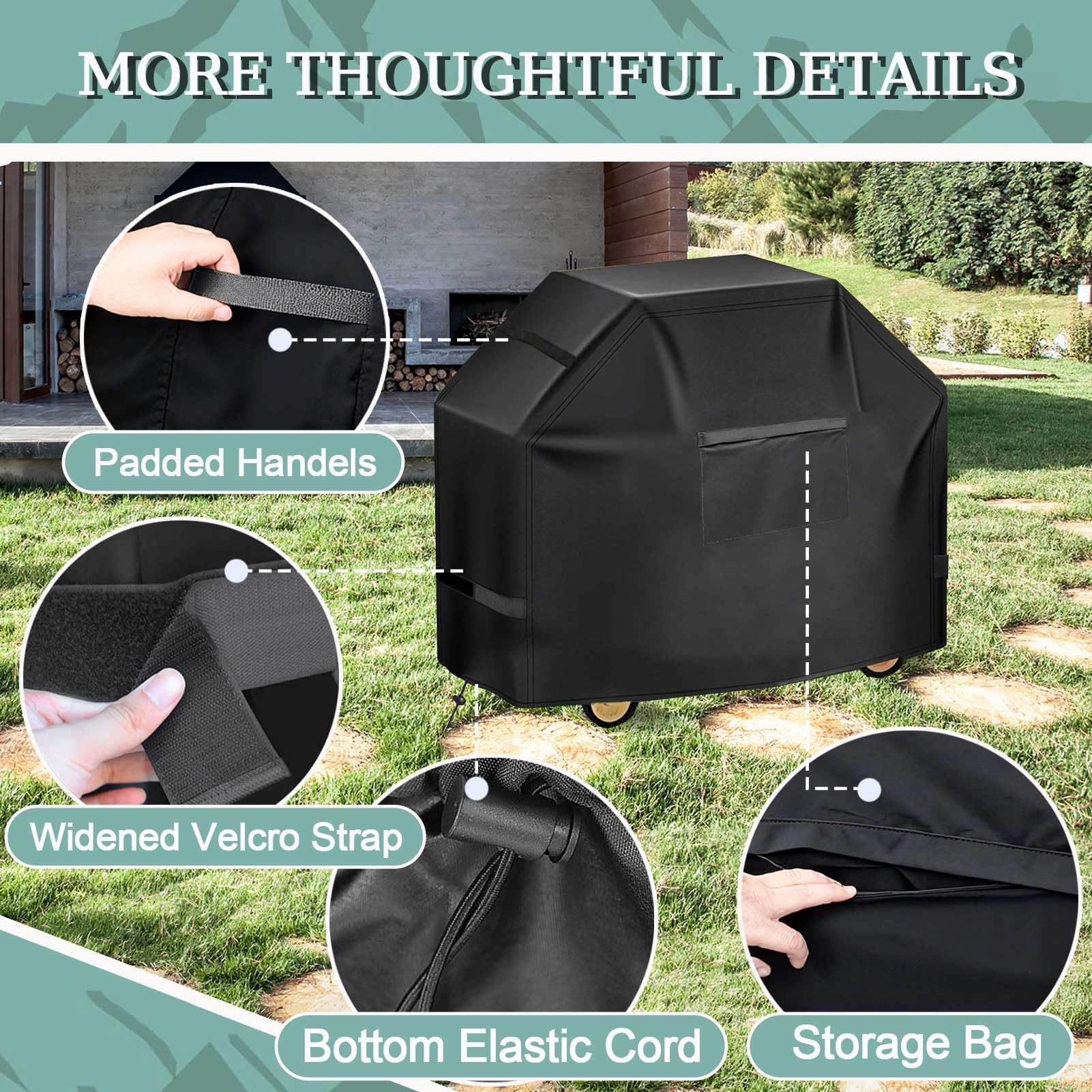 Funda para Barbacoa de 90/120/140/160 cm, Funda Superior para Barbacoa de Gas Weber Genesis Serie 300, Fundas Impermeables para Barbacoas de Exterior 600D para Brinkmann,Plata,122x56x107cm