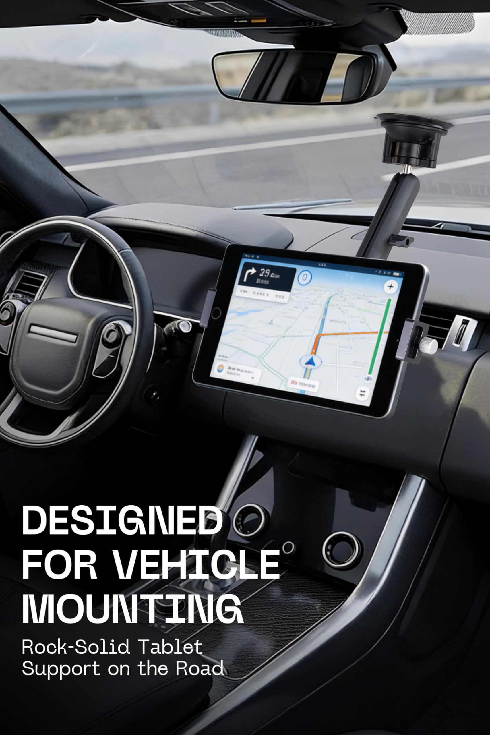 FANAUE Supporto per tablet da auto con testa a sfera, design leggero, supporto girevole a 360 gradi per auto/scrivania/veicoli commerciali, cruscotto, compatibile con tutti i tablet e telefoni