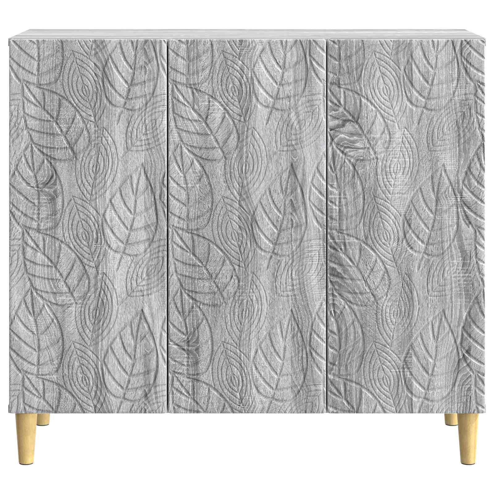 Buffet gris Sonoma 89 x 34,5 x 80 cm en bois avec 3 portes et 2 étagères pour salon, couloir, cuisine, polyvalent, design robuste