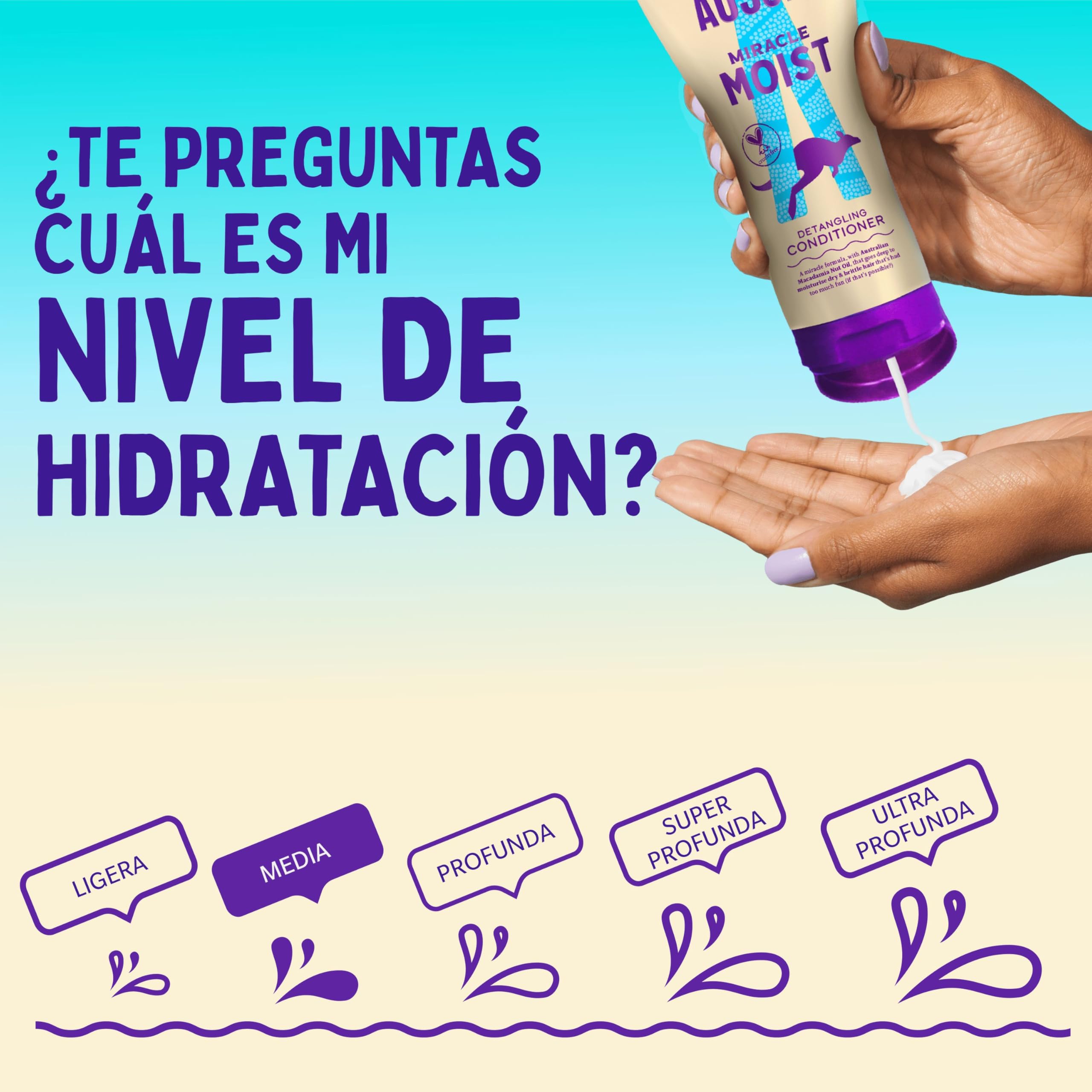 Aussie Miracle Moist Acondicionador Desenredante 1000ml. Fórmula Hidratante que Revitaliza y Restaura el Pelo Quebradizo y Seco. Enriquecido con Aceite de Nuez de Macadamia Australiano