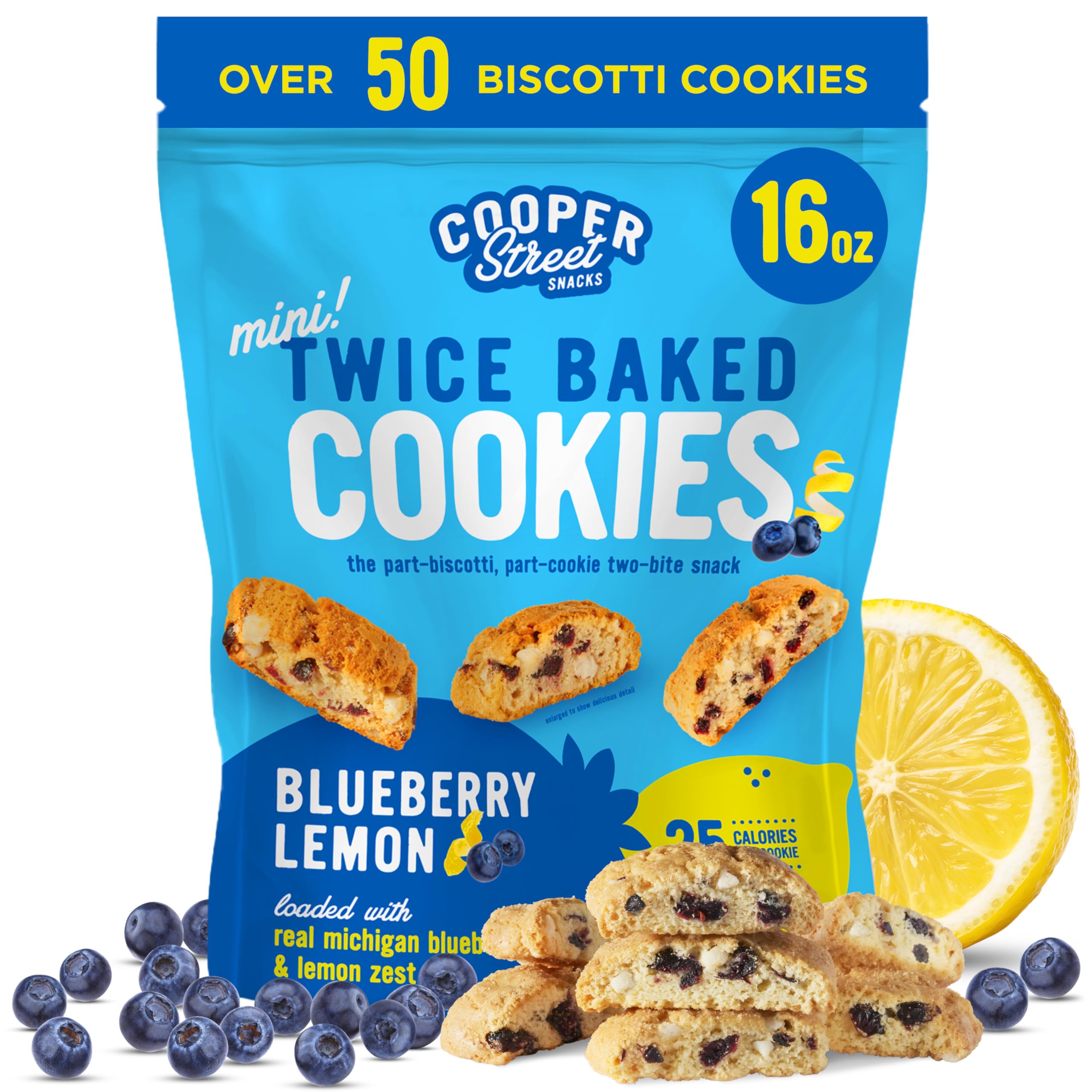 Cooper Street Lemon Blueberry Mini Biscotti Cookies, 1 lb