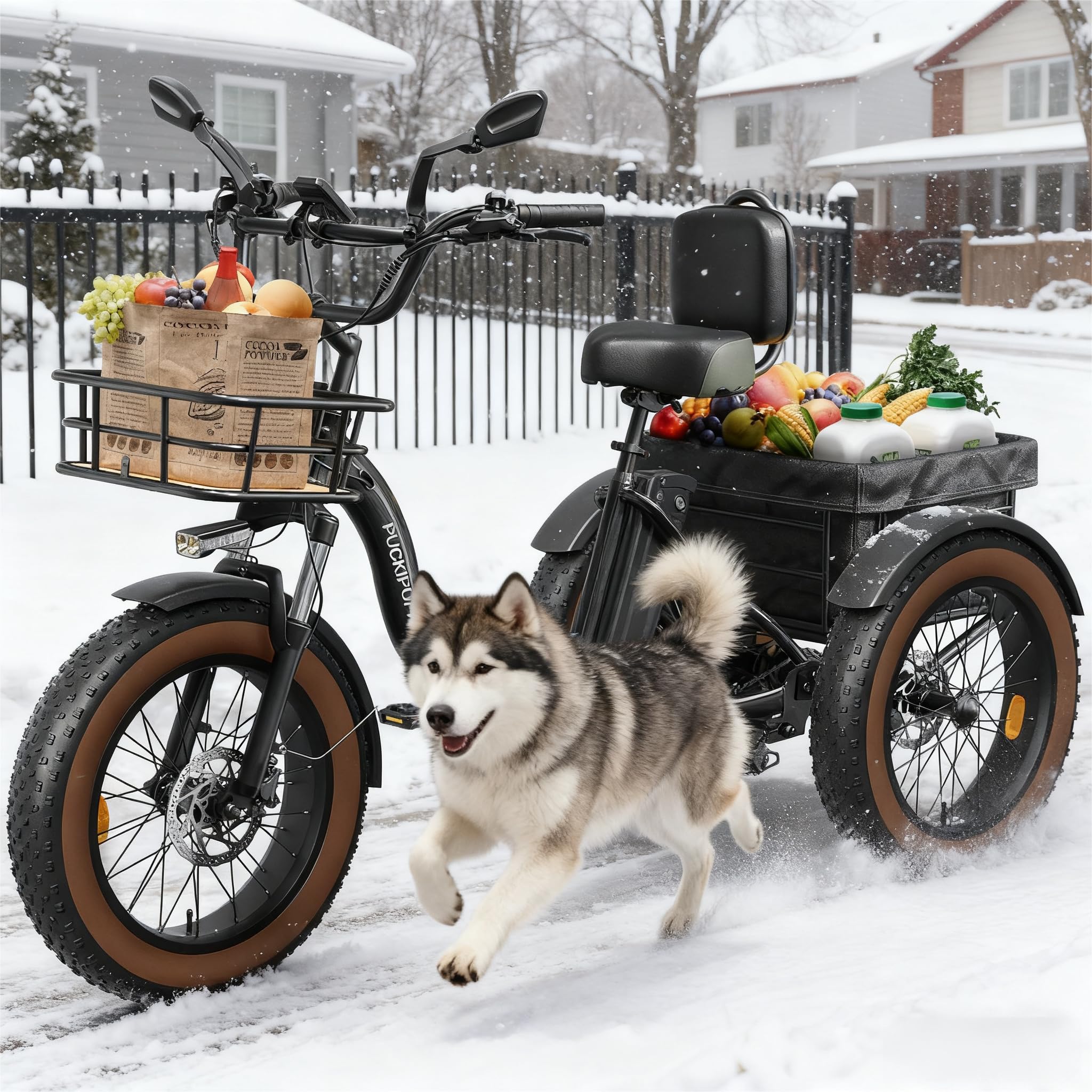 Electric Tricycle for Adults, 960W, 48V13.5Ah Electric Trike, 20"x4.0" 6061 Aluminum Folding Fat Tire 3 Wheel Ebike, 20MPH Max Hydraulic Brake, Rear