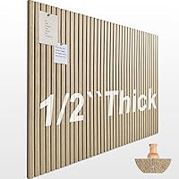 AkuDecor 48x36 Large Felt Cork Board - 12 Pack Thick 1/2" Bulletin Tiles, Sound Absorbing Pinboard Wall Panels for Office Classroom - Tan
