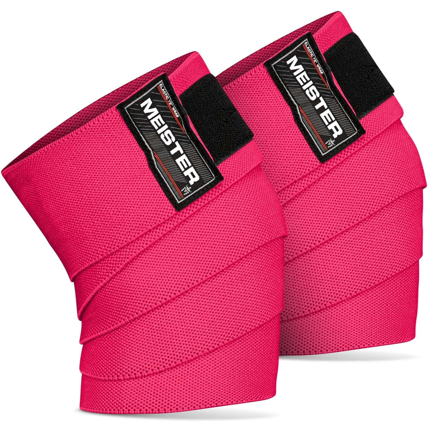 Meister Knee Wraps for Squats & Weightlifting - Heavy-Duty 72" Elastic Support - Pink