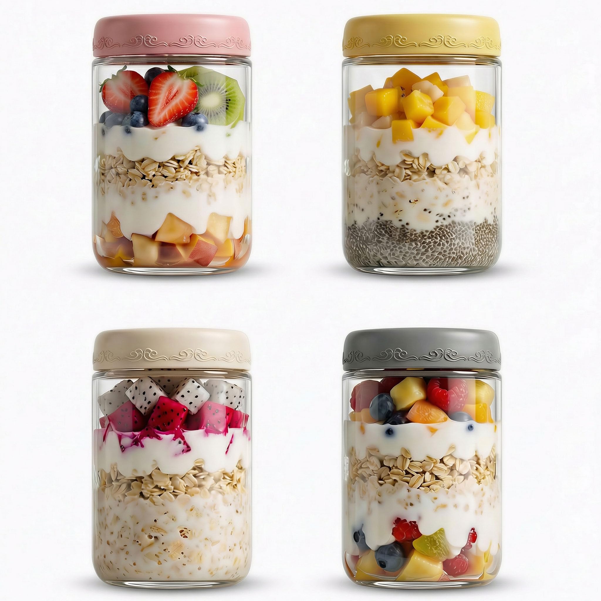 GLATABAM 18 OZ Overnight Oats Jars