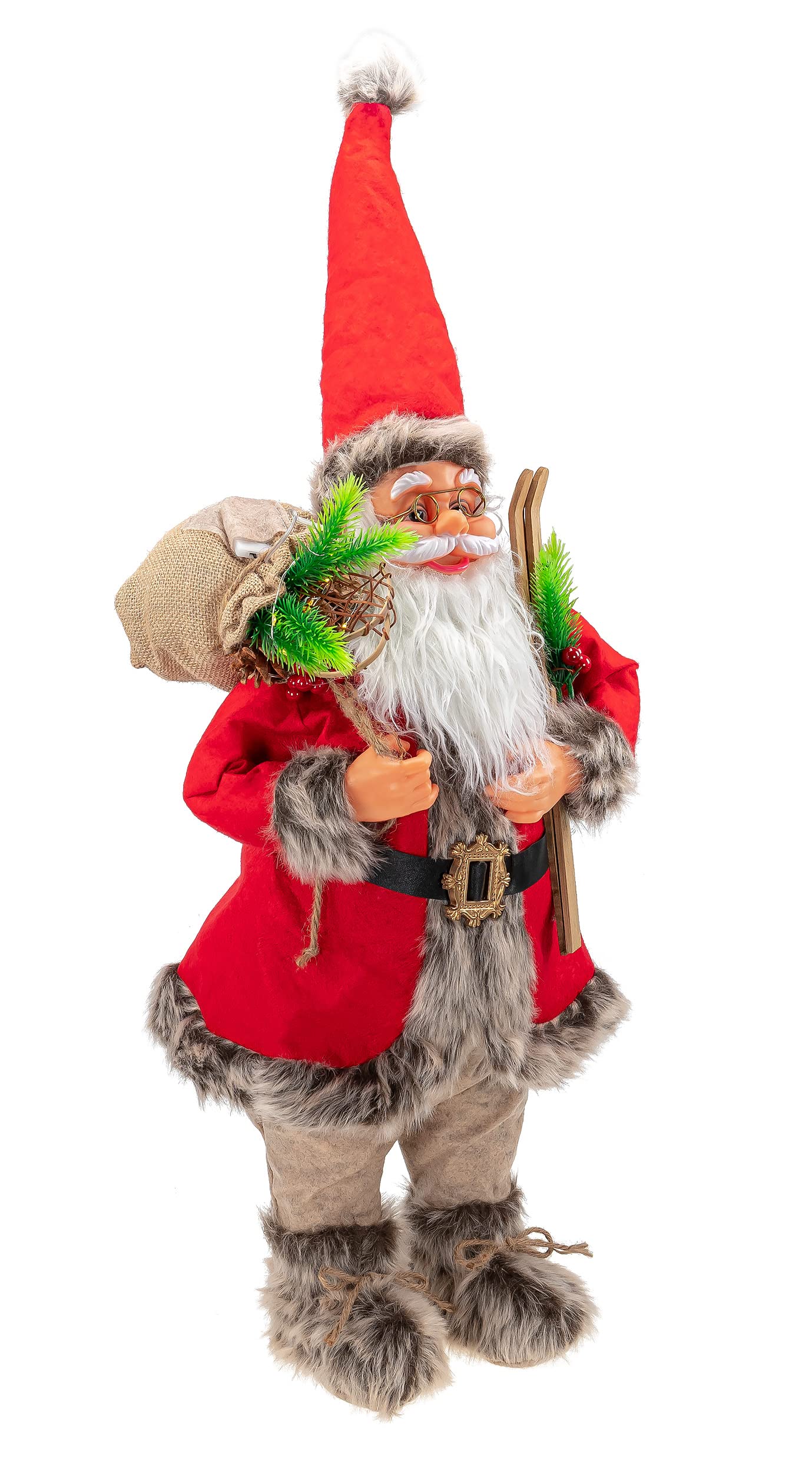 Bonetti LED Weihnachtsmann Figur mit warm-weißen Lichtern beleuchtet, Höhe der Dekofigur ca. 60 cm