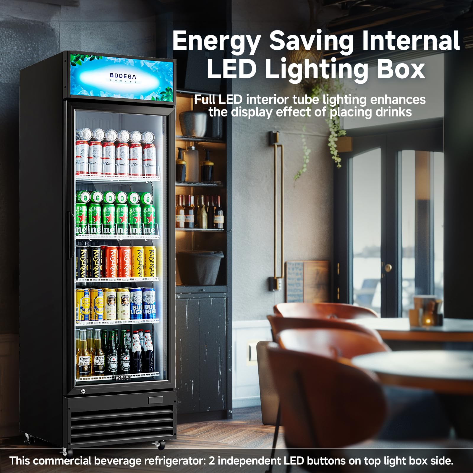 Bodegacooler Beverage Refrigerator, 355l/375 Qt Commercial Refrigerator For Kitchen, Home,Office And Garage, 420 Cans & 160 Bottles Display Refrigerator For Beer,Soda, Bar Cooler With Soft LED Light. on Fridge.com - View 5