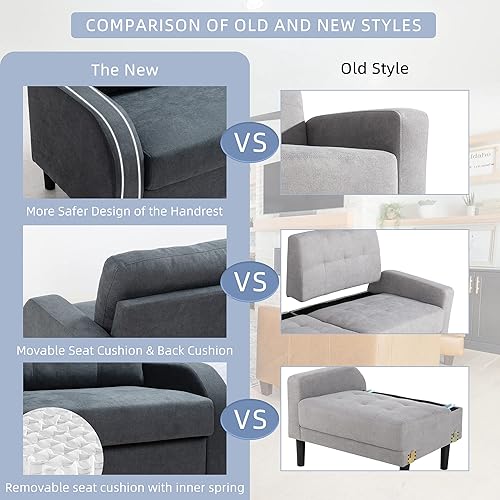 Miniatura 6 de Vongrasig Sofá tapizado de 2 plazas de 73 pulgadas con cojín de asiento profundo de 63 pulgadas para sala de estar apartamento dormitorio oficina