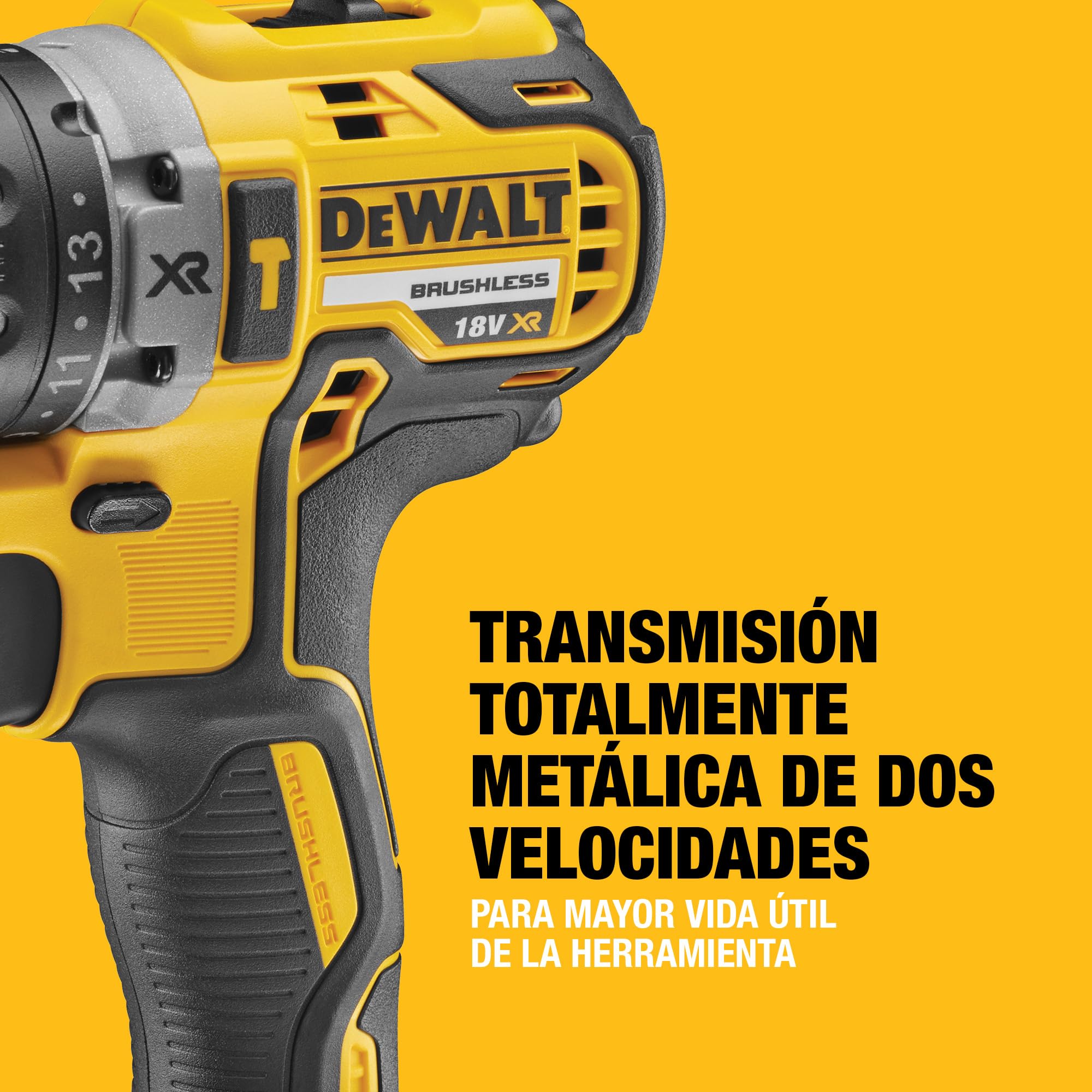 DEWALT - Kit Doble 18V XR Brusless – Incluye Taladro Percutor, Atornillador de Impacto, Maletin, Cargador Multivoltaje y Dos Baterías XR de 5Ah, DCK266P2-QW