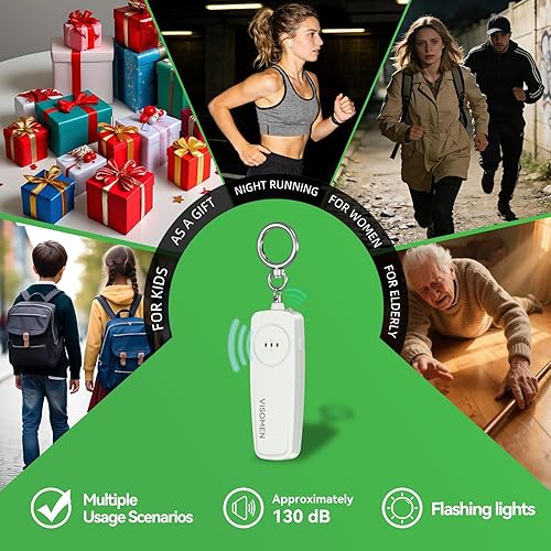 Miniatura 2 de Llavero de alarma de seguridad personal, sirena fuerte con luz LED intermitente, dispositivo de seguridad de emergencia portátil, regalos para