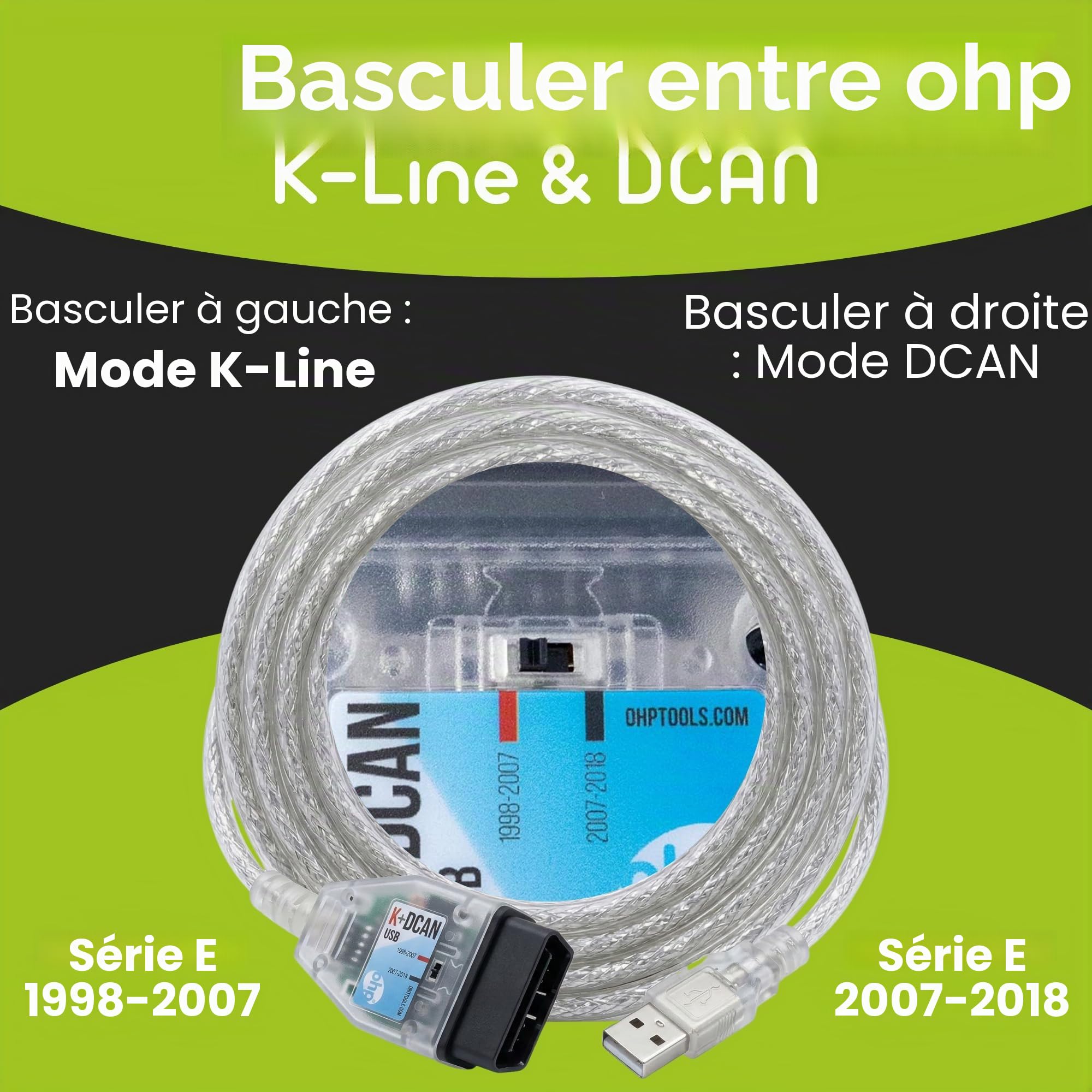 OHP K DCAN OBD2 USB pour BMW ISTA INPA Rheingold | Modèles E-Chassis 1998–2016 | Windows Uniquement