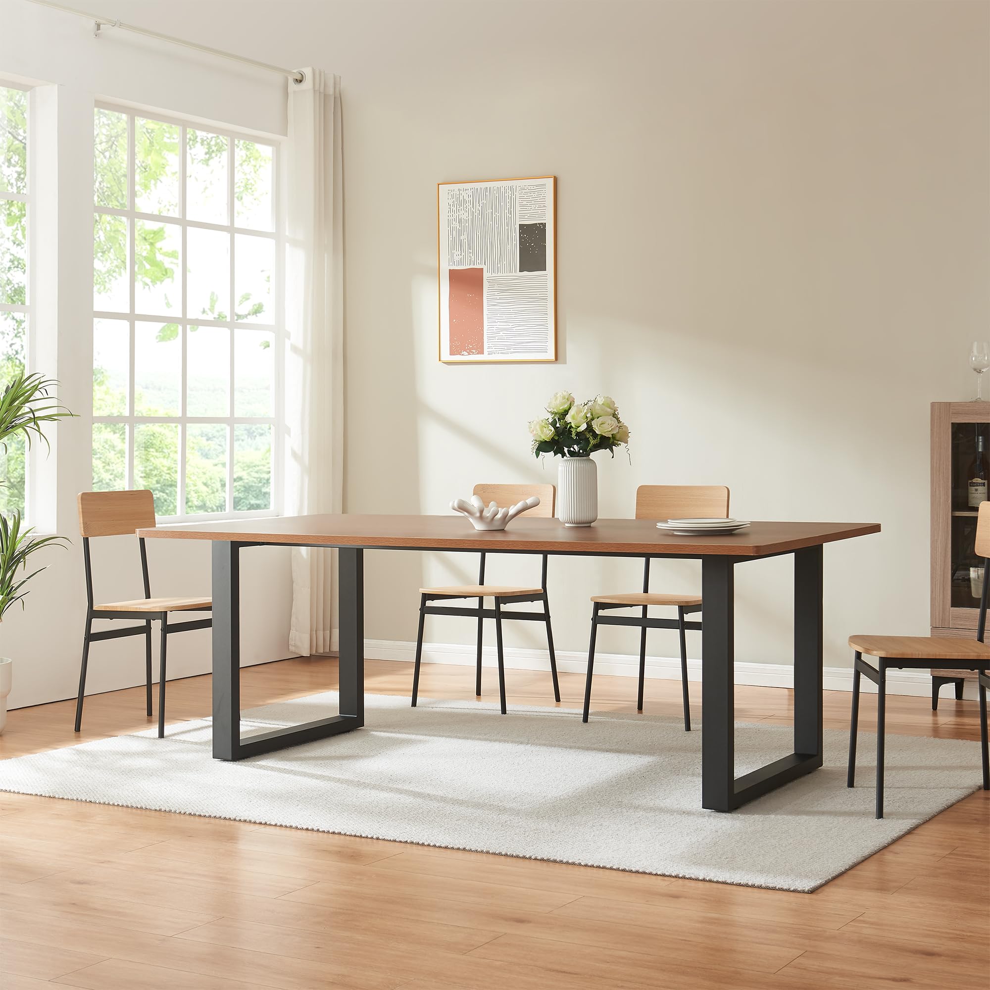 [en.casa] Pata para Mesa de Comedor Vestmalu DIY Forma Rectangular Patas para Muebles Armazón de Mesa Escritorio Salón Cocina con Tornillos de Fijación Ajustables Acero 180x70x72cm - Negro
