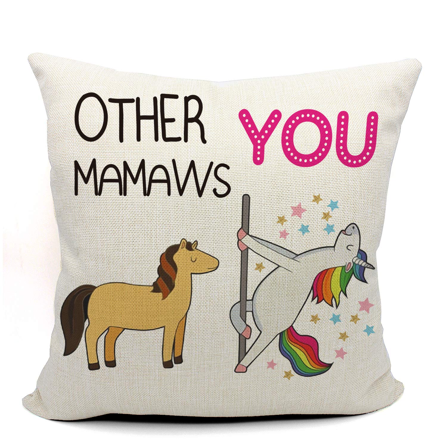 Mancheng-zi Funny Mamaws Throw Pillow Case, Funny Mamaw Gift, Mamaw Birthday Gift, Funny, 18 x 18 Inch Linen Cushion Cover for Sofa Couch Bed