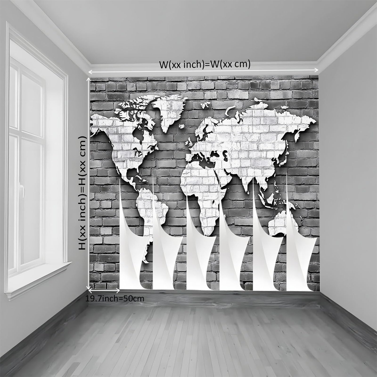 Panoramiczna tapeta mapa świata szara 350x256 cm fototapeta z włókniny, plakat niestandardowy gobelin ścienny 3D do salonu sypialnia dekoracja ścienna
