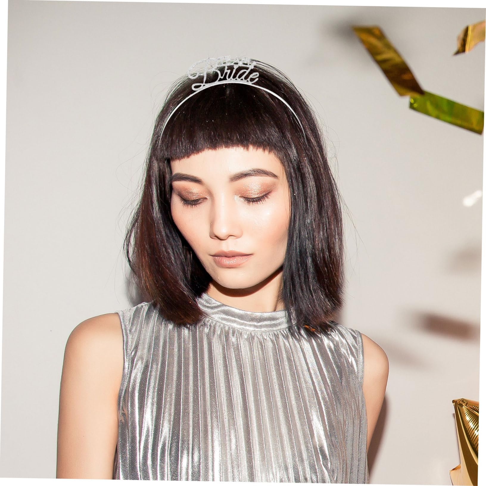 WOONEKY Cerchietto in Metallo Argento 3 Pezzi per Bride Team, Accessori Chioma per Single Party Hair Hoop e Bachelor Party Fermacapelli Resistente