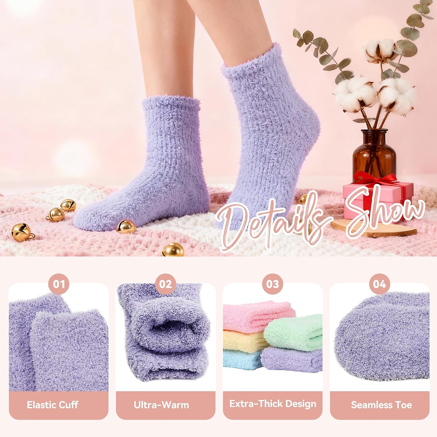 Zando Super Soft&Warm Gifts for Women,Fluffy Fuzzy Socks,Cozy Socks Cloud Comfy -for Home,Sleeping,Halloween,Yoga