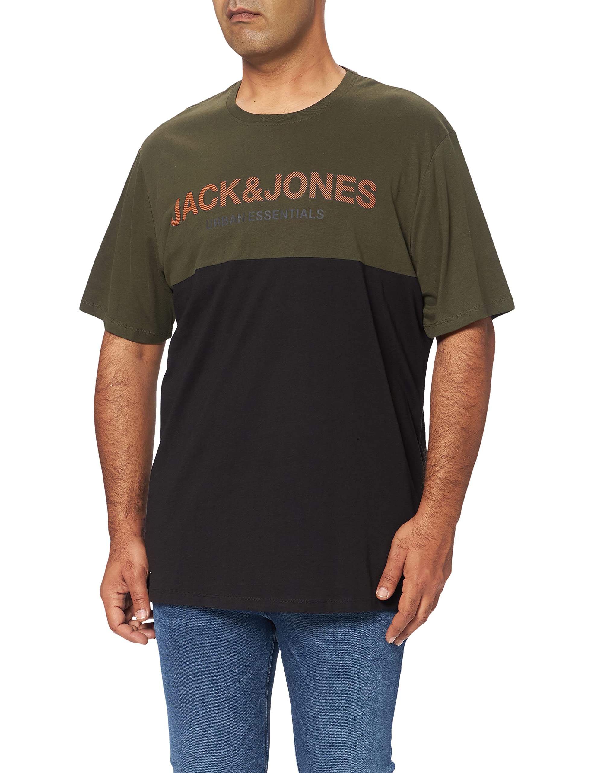 T-shirt Jack & Jones Jjeurban Blocking – Col Rond, Rayures, 100% Coton Confortable Homme