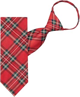 Royal Stewart Red Plaid Men's Pre-Tied Zipper Neck Tie