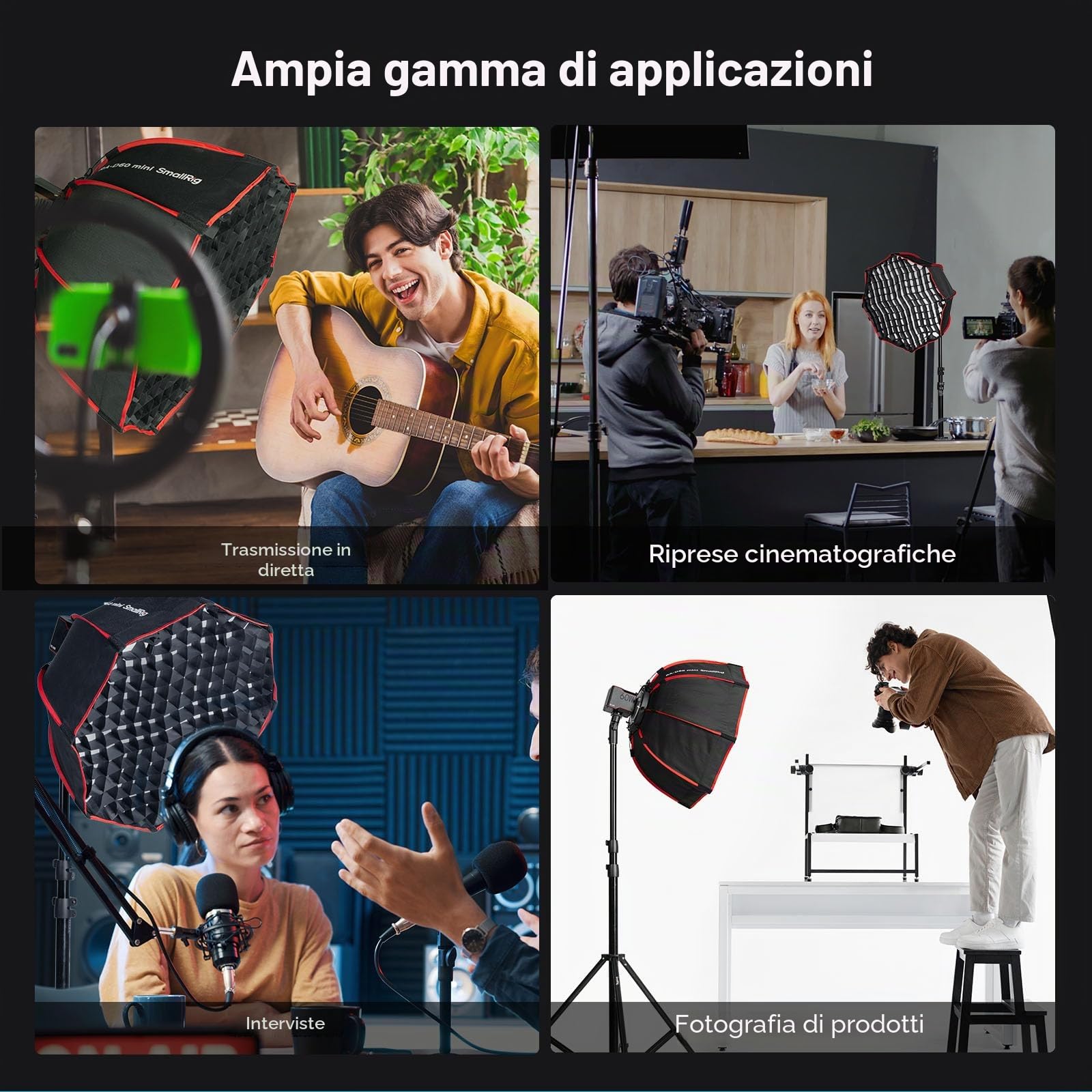 SMALLRIG Softbox Parabolico RA-D60, Softbox a Sgancio Rapido da 60 cm/23,6" con Borsa per il Trasporto, Compatibile con SMALLRIG RC 60B COB Luce Video per Studio Fotografico - 4682