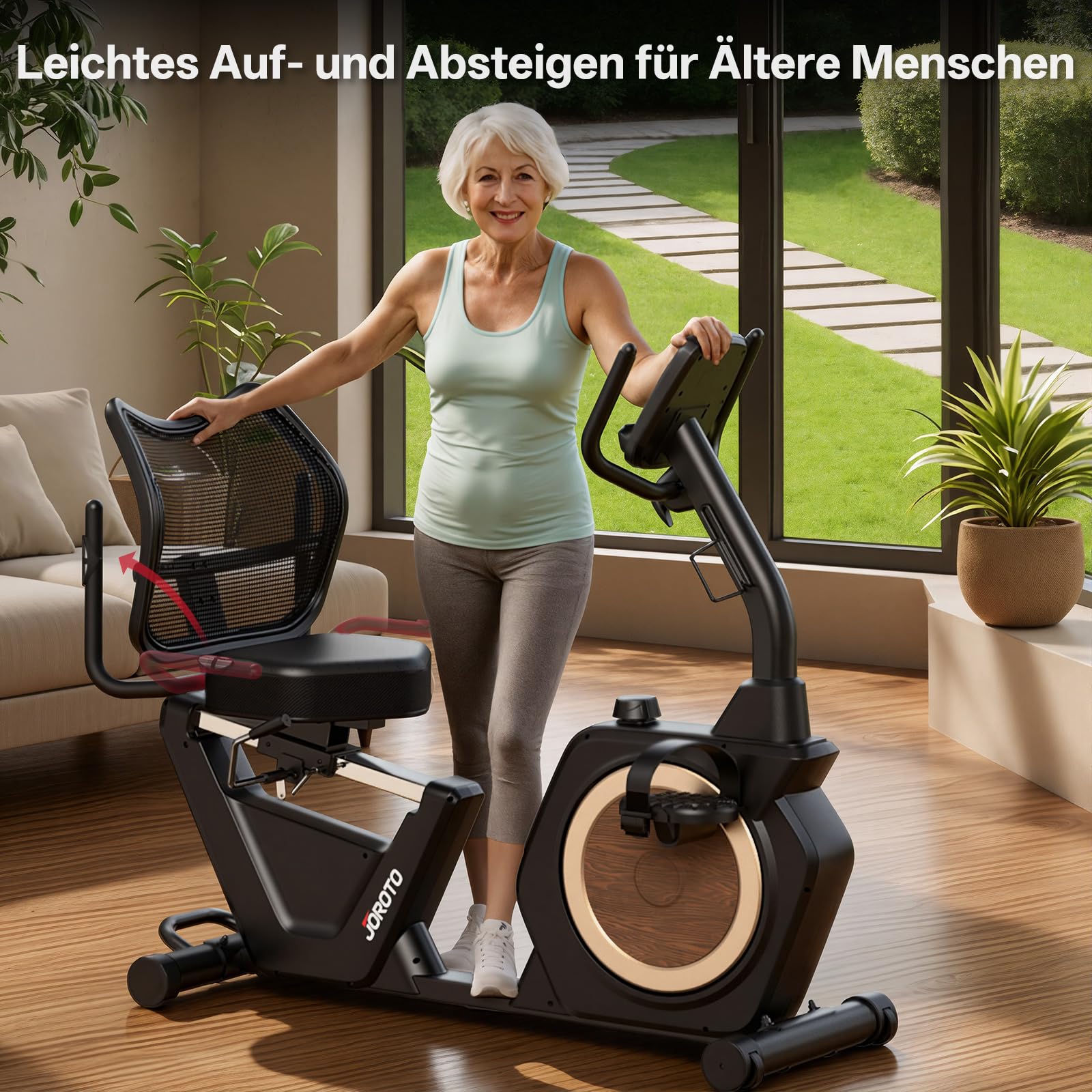JOROTO JH50 Liegeergometer für Zuhause, Bluetooth liegefahrrad Heimtrainer mit App, 16 Widerstandsstufen, Verstellbarer Weiche Sitzfläche & Rückenlehne bis 182KG, LCD-Display, Herzfrequenzsensoren