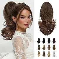 Vista 33 de Sofeiyan - Extensión de cola de caballo de 13.0 pulgadas, rizada y larga, con pinza, extensiones de pelo sintético de aspecto natural para mujer