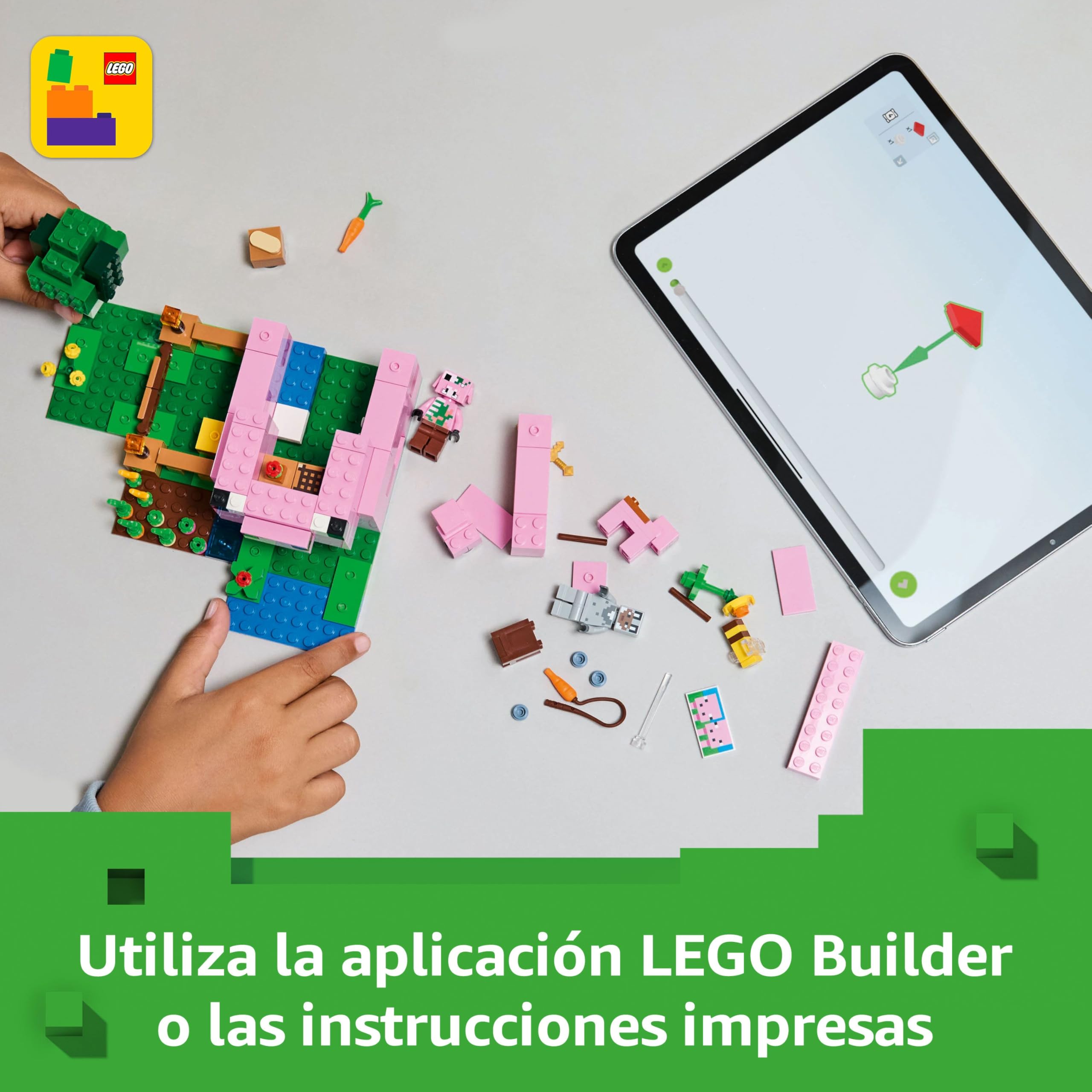 LEGO Minecraft La Casa-Cerdo Bebé, Granja con Animales de Juguete - Figuras de Héroe, Criaturas y Bioma de Granja y Bosque - Regalo Gamer para Niños y Niñas de 7+ Años 21268 — view 6