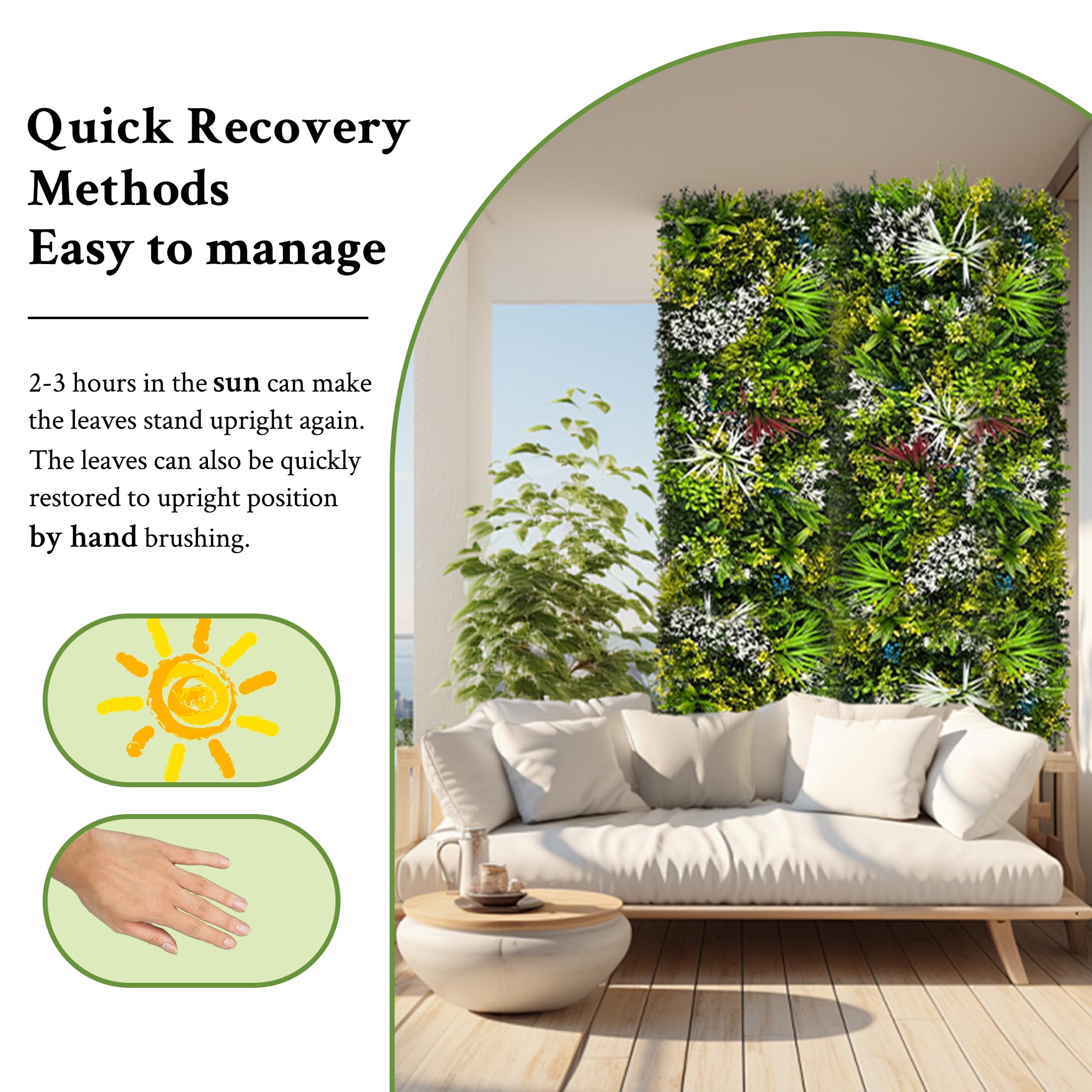 ODTORY Artificial 3D Plant Wall Panels: UV-Anti Faux Grass Wall Backdrop Boxwood Ivy Fence Privacy Screen Fake Greenery Leaf Hedge for Outdoor,Indoor,Garden,Backyard and Home Decor (): Combination B