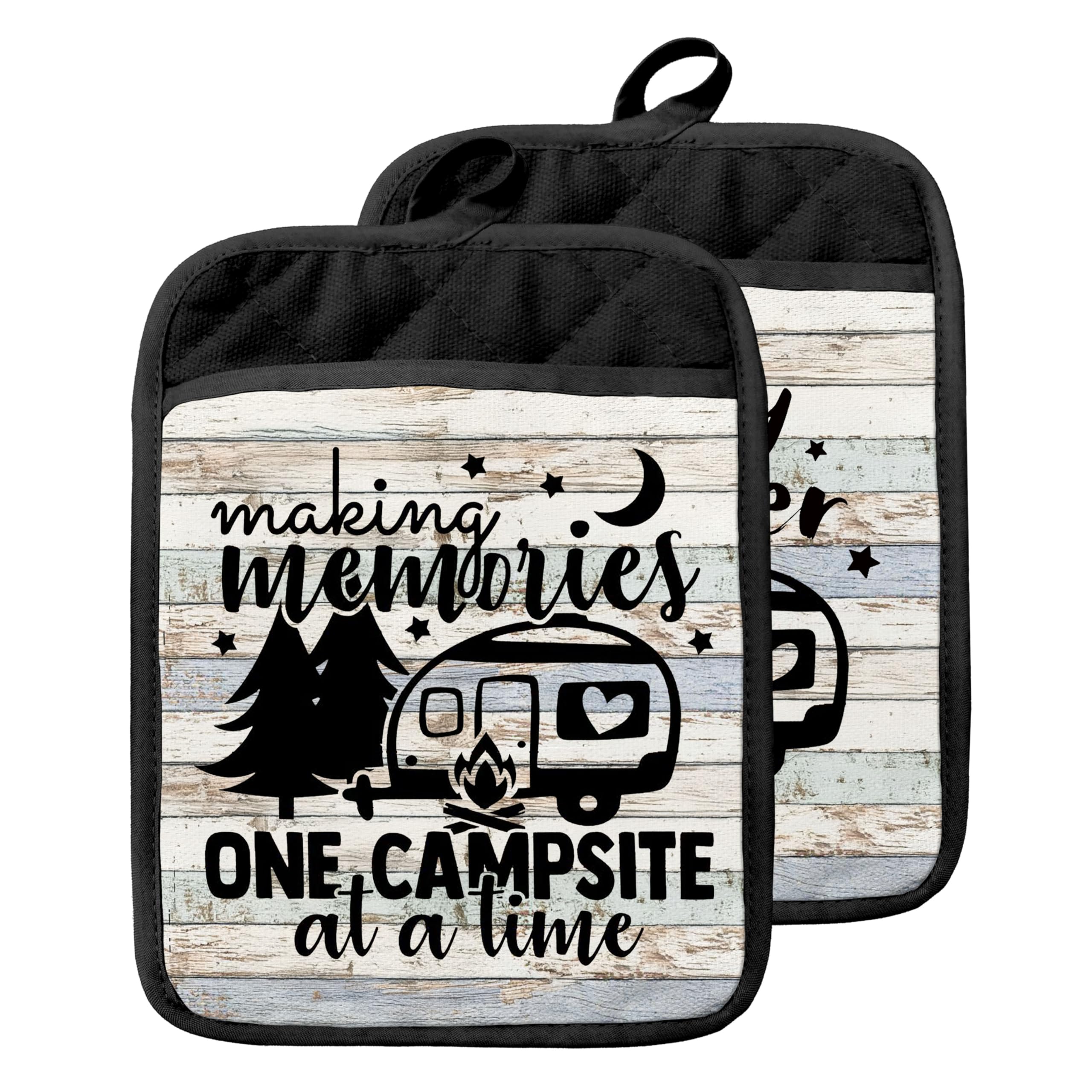 Maniques de camping vintage rustiques avec poches isolantes pour la cuisine en plein air