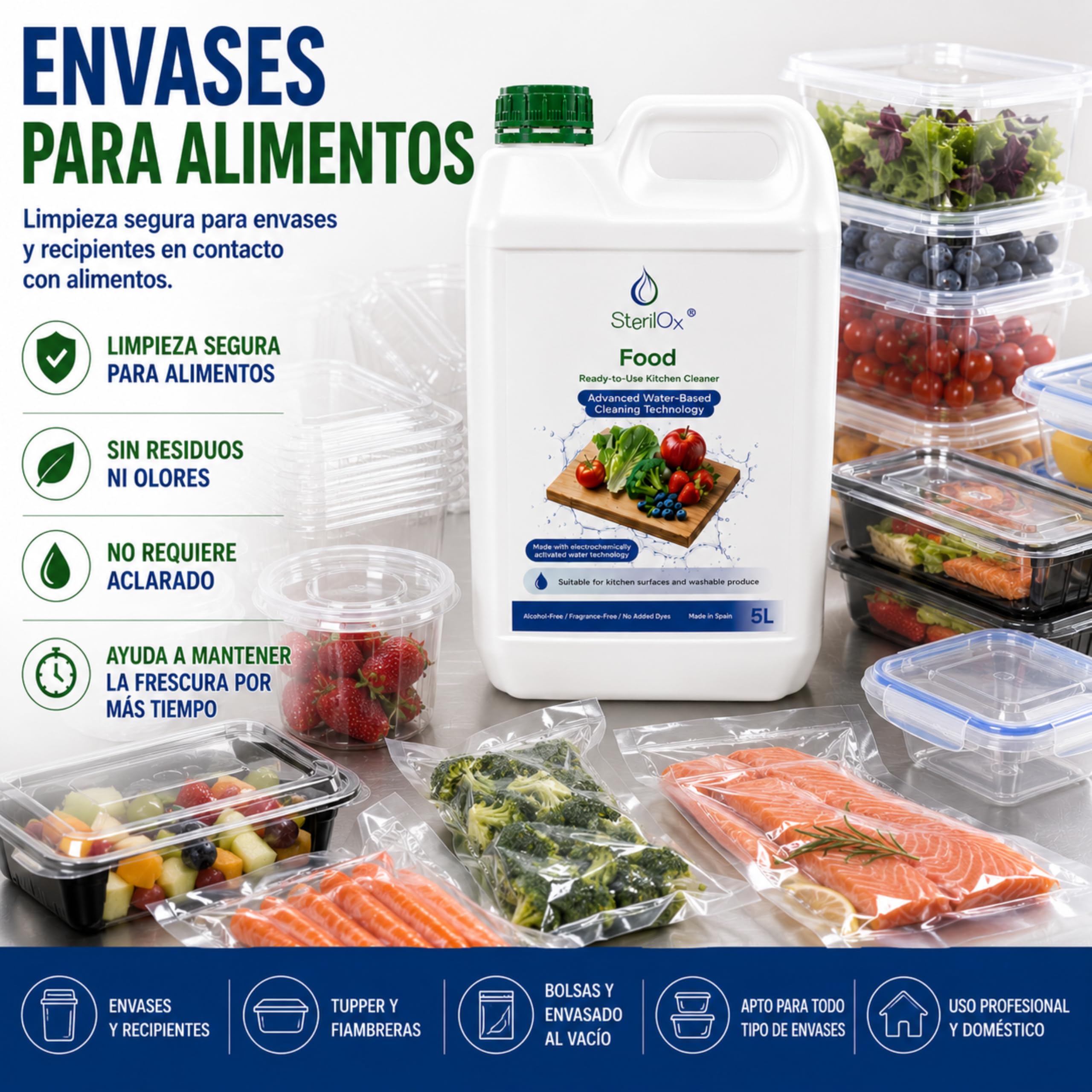 FOOD — Limpiador multiusos para la cocina — 5 l — Sin alcohol | Limpia con suavidad superficies, envases