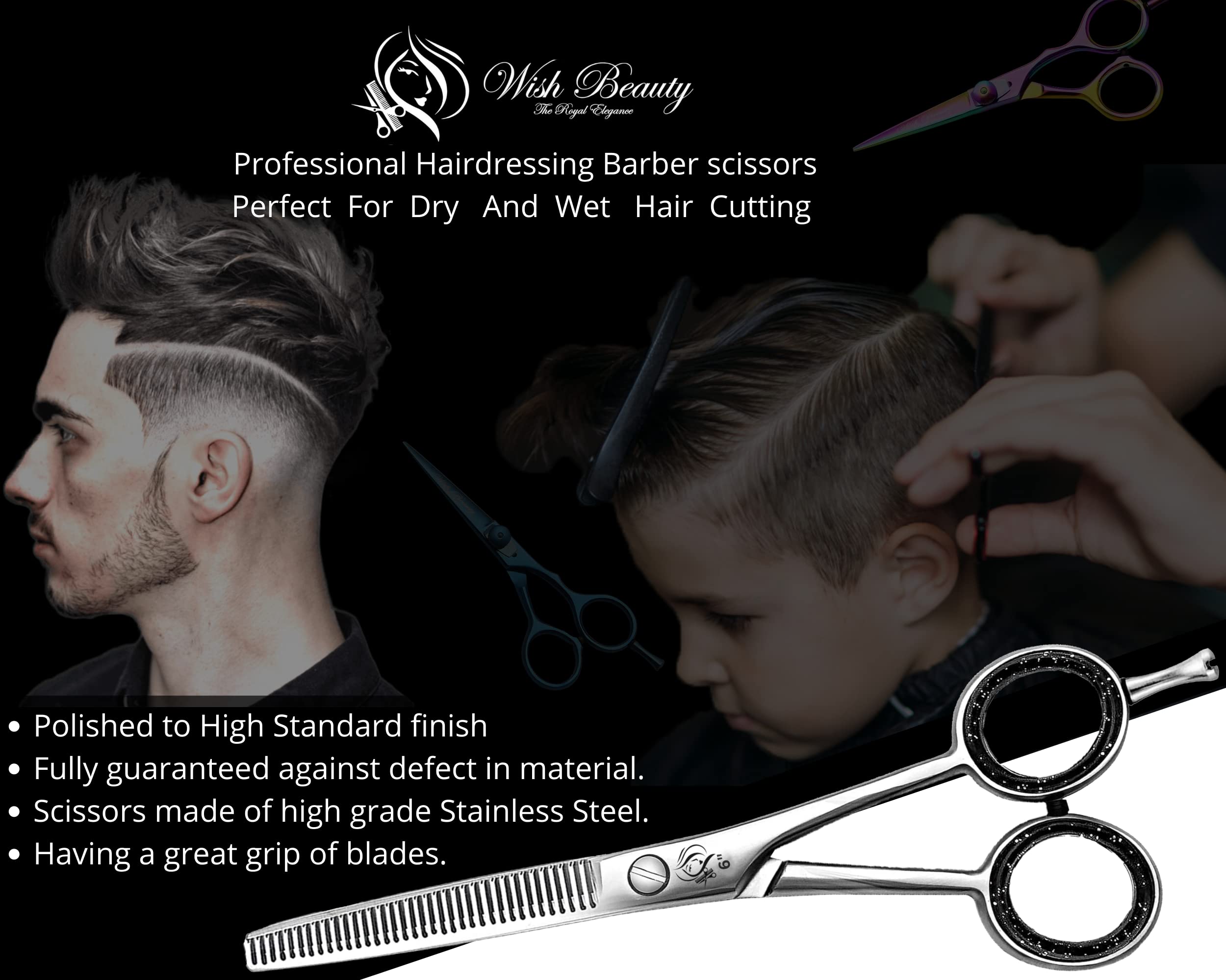 Wishbeauty Hairdressing Barber Hair Scissor for Professional Hairdressers Barbers Stainless Steel Hair Cutting Shears - Image 4