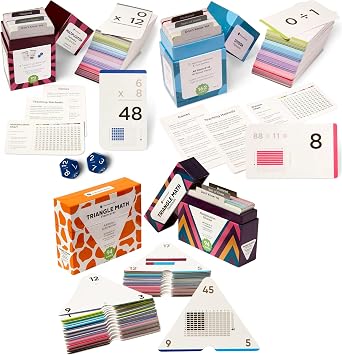 Think Tank Scholar 173 Multiplication + 162 Division + Triangle Math 752 Equations + 2 Math Dice Award Winning All Facts 0-12 Answer on Back, for Kids in 2ND, 3RD, 4TH, 5TH, 6TH Grade Class or Home