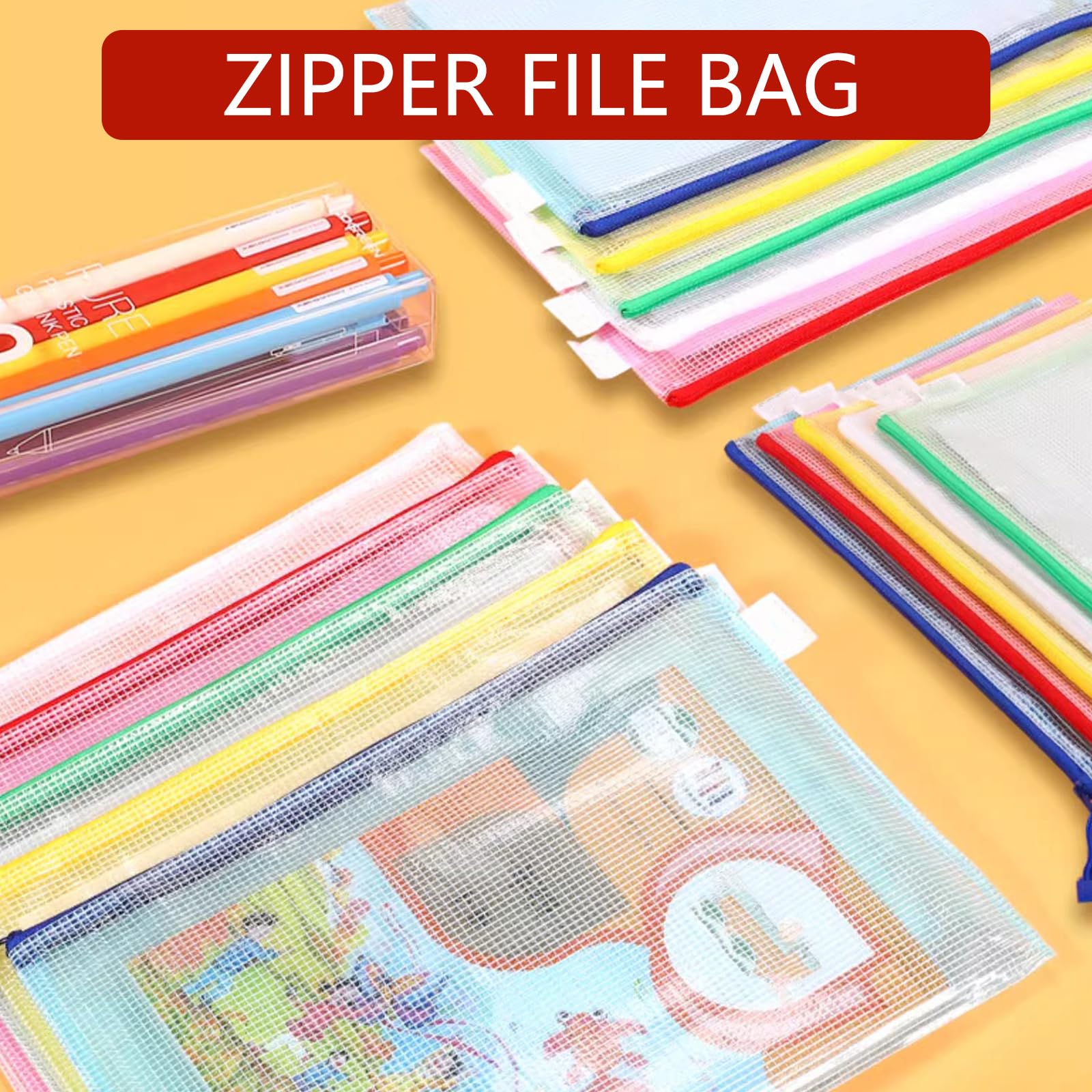 16 Piezas Maletines con Cremallera 33 X 23 cm Maletín Archivador de Archivos Impermeable PVC Bolsa para Documentos para Escuela Oficina Viajes Bolsas Transparente para Documentos