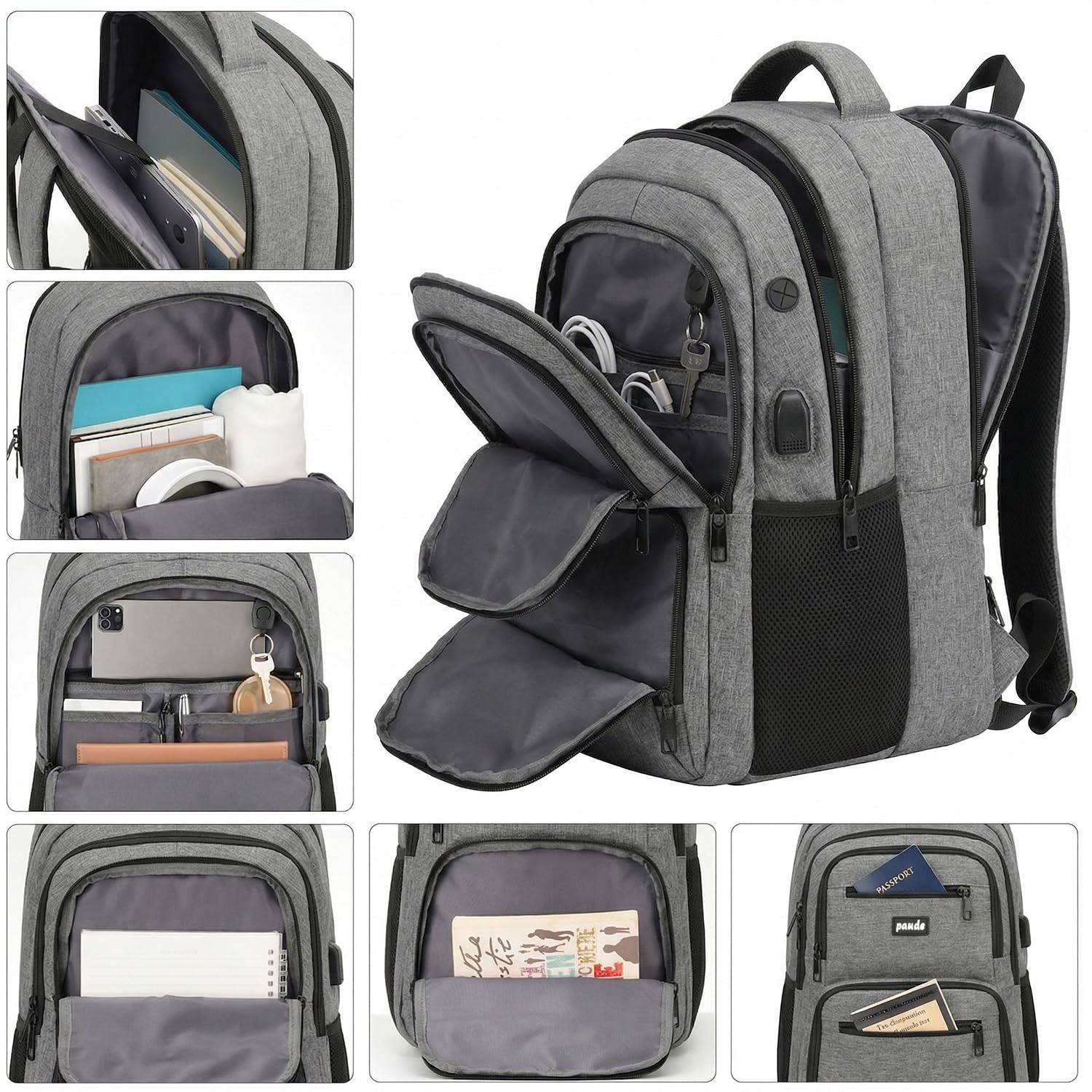 Paude Mochila para ordenador portátil de 17,3 pulgadas, mochila escolar grande para adolescentes y adultos, mochila de trabajo para estudiantes de secundaria, universitarios y profesionales
