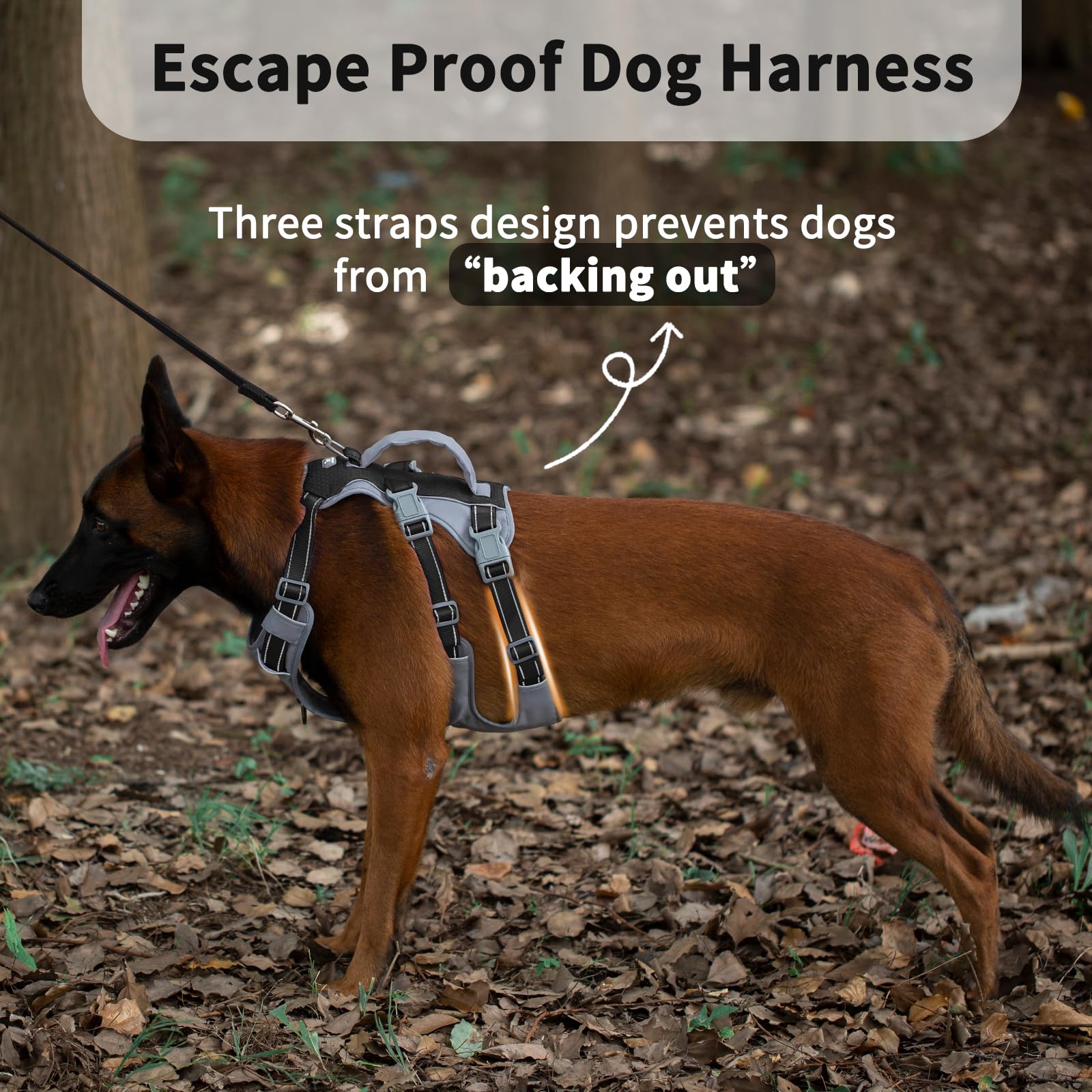 Huntboo Escape Proof Dog Harness Medium, Anti-Pull Dog Harness with Handle, Breathable, Adjustable, Reflective Dog Harnesses - Image 2