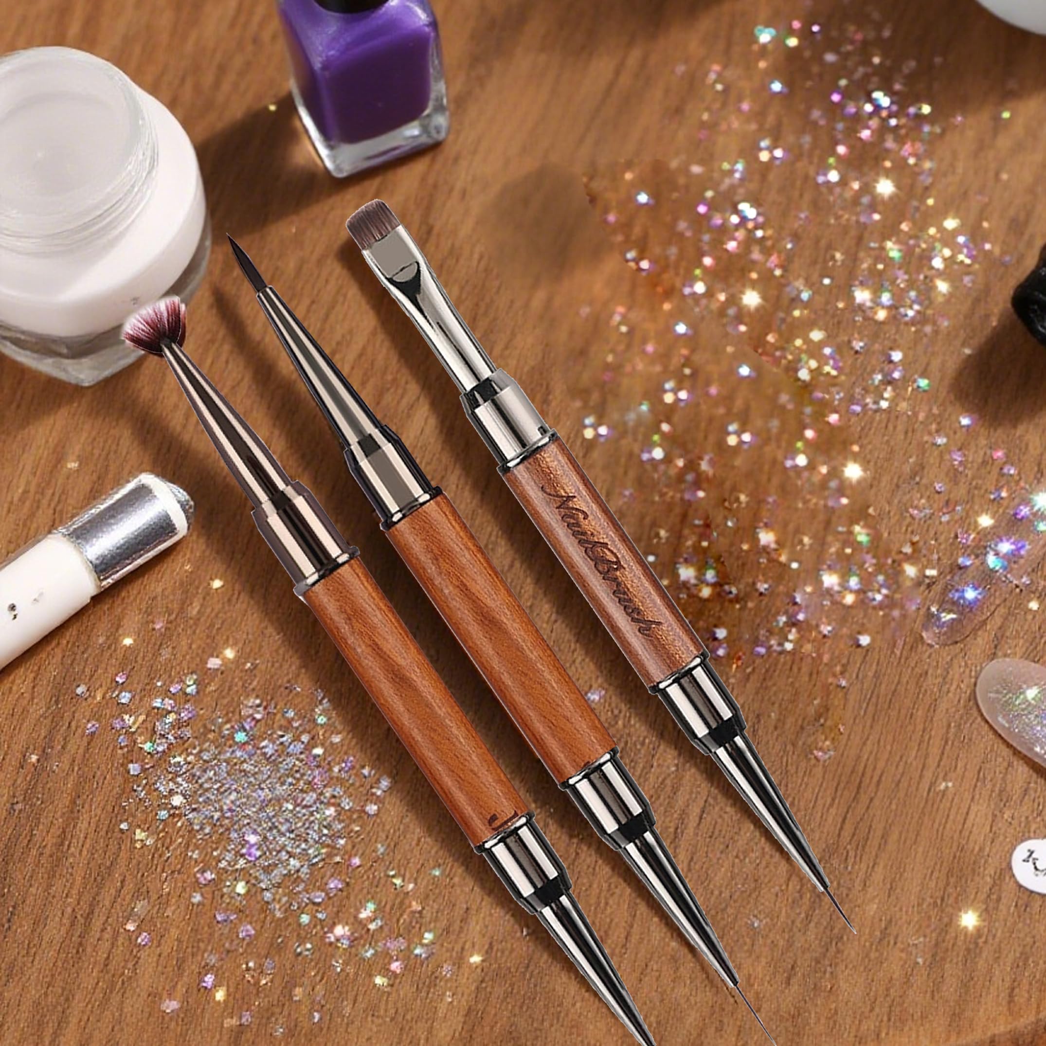 2 Pcs Nail Dotting Tools Double-Head Multi-function Nail Art Brushes Drawing Pen for Na-il Design Striping Na-il Art — view 5