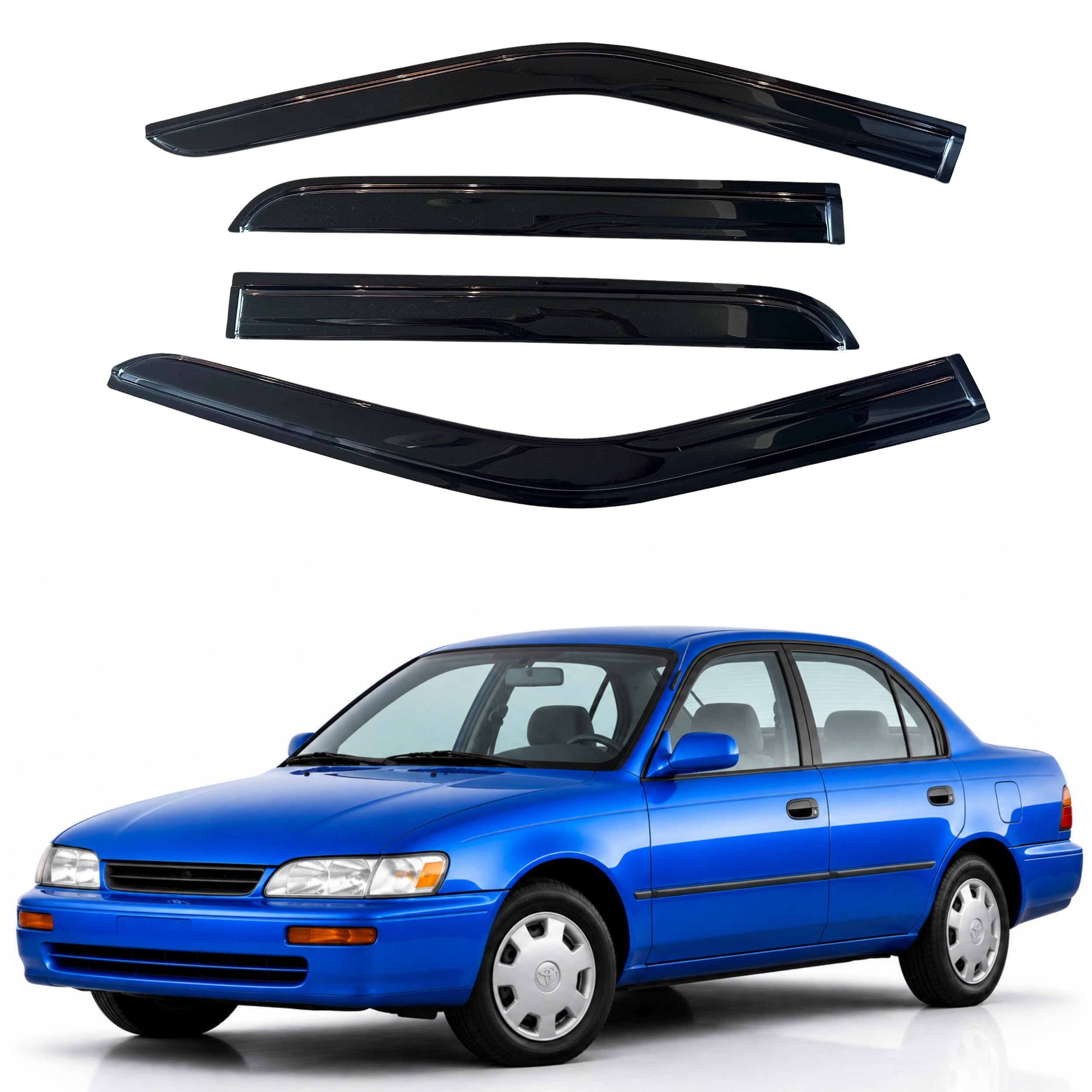 IG Window Visors Fit for 1998-2002 Toyota Corolla Sedan, Out-Channel Rain Guards Vent Wind Deflectors 4PC, Car Accessories for 1998-2002 Chevrolet/Chevy Prizm