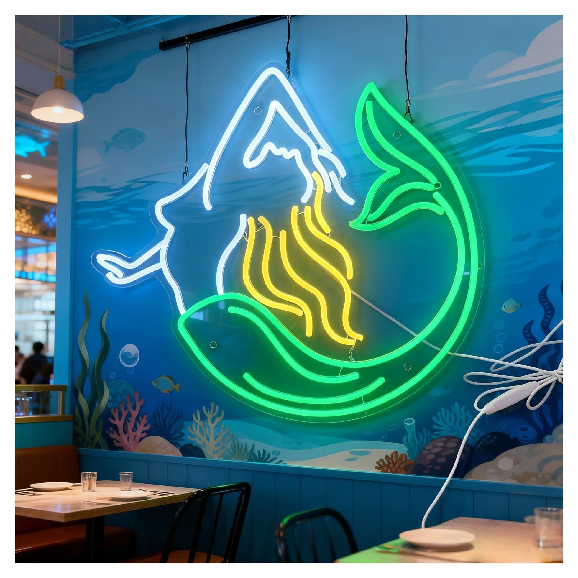 Decoración Lámparas Letrero De Neón De Sirena Hermosa Princesa Luz Para Dormitorio Guardería Habitación De Bebé Océano Playa Cumpleaños Decoración De Pared 50cmx45cm