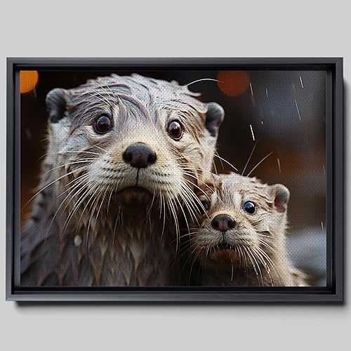 Fox Mother Cub Print, In The Style Of Stencil,Based, Ivory, Kids Wall Art, Kids Wall Art Display, Mom And Baby Animal Art Print, Wall Art, Home Decor