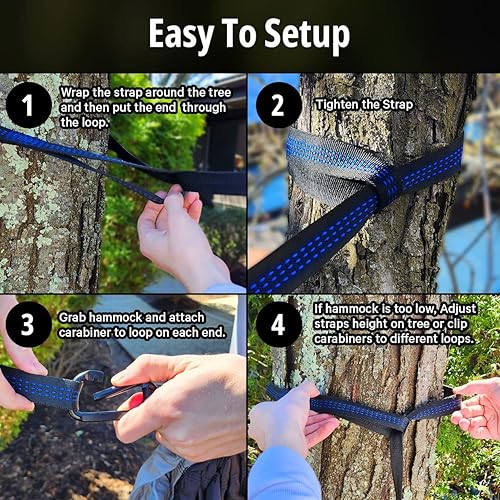 Miniatura 5 de Vigel Hamaca de camping  Hamaca duradera doble o individual  Hamaca portátil para árbol  Hamacas para exteriores  Fácil de instalar, accesorios de