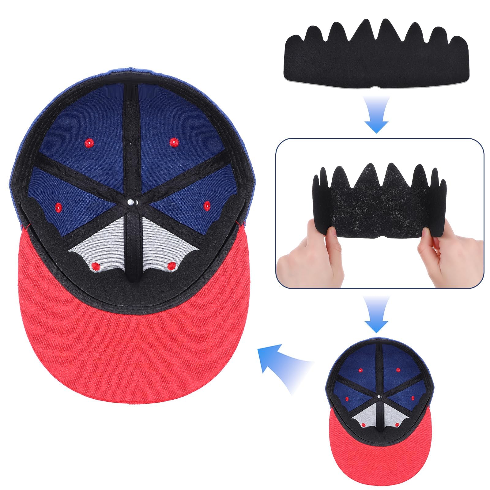 Lot de 12 bonnets extensibles pour chapeau de soutien intérieur - Inserts de casquettes de baseball - Inserts Shapers
