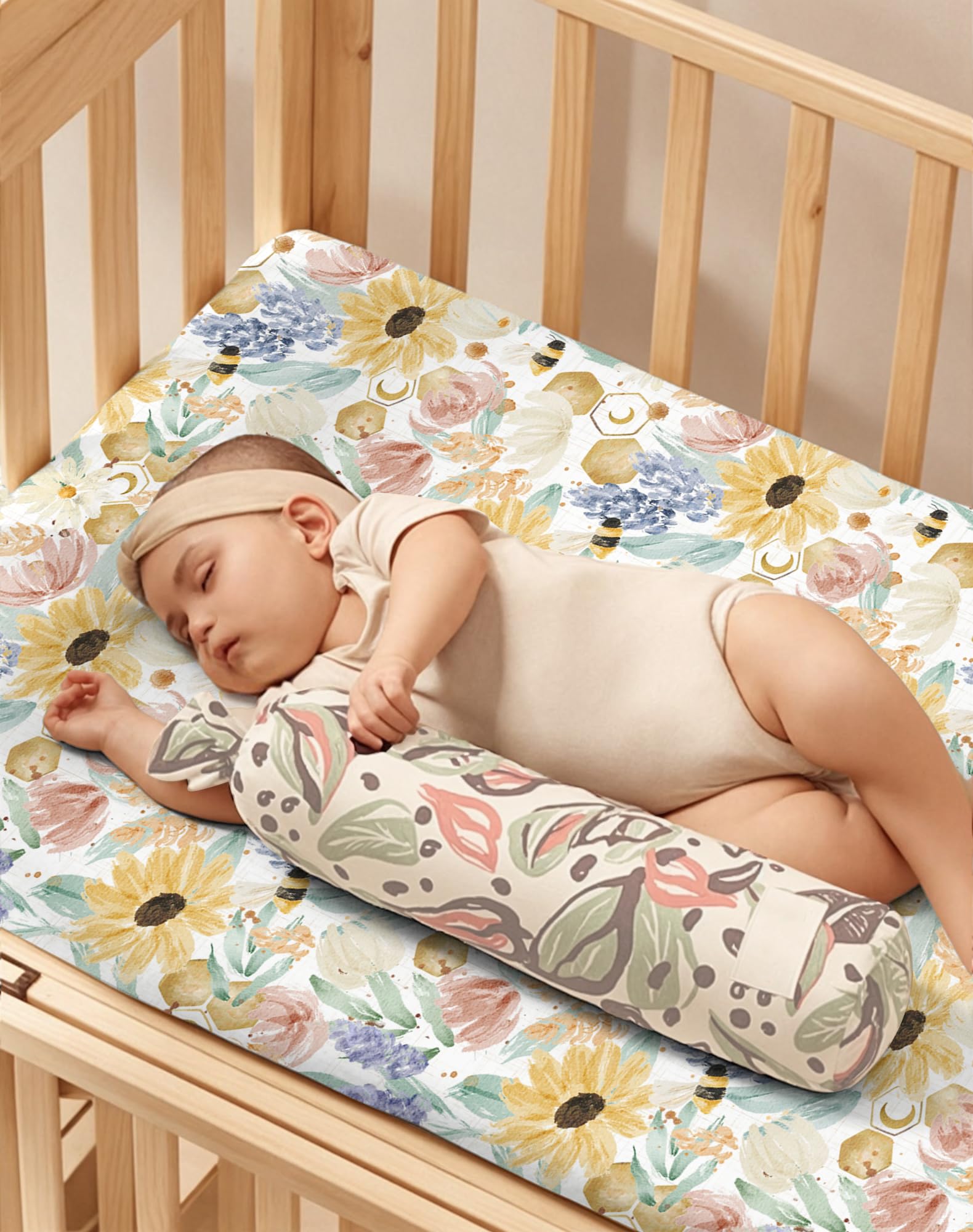 Sábanas para cuna para niños y niñas, paquete de 2 sábanas bajeras de punto jersey para colchón estándar de niños pequeños de 28 x 52 pulgadas, ropa de cama de bebé suave y transpirable (09-flor)