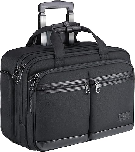 Miniatura 1 de KROSER Maletín con ruedas para laptop de hasta 17.3 pulgadas, con bolsillos RFID para viajes, negocios, hombres, mujeres, color negro