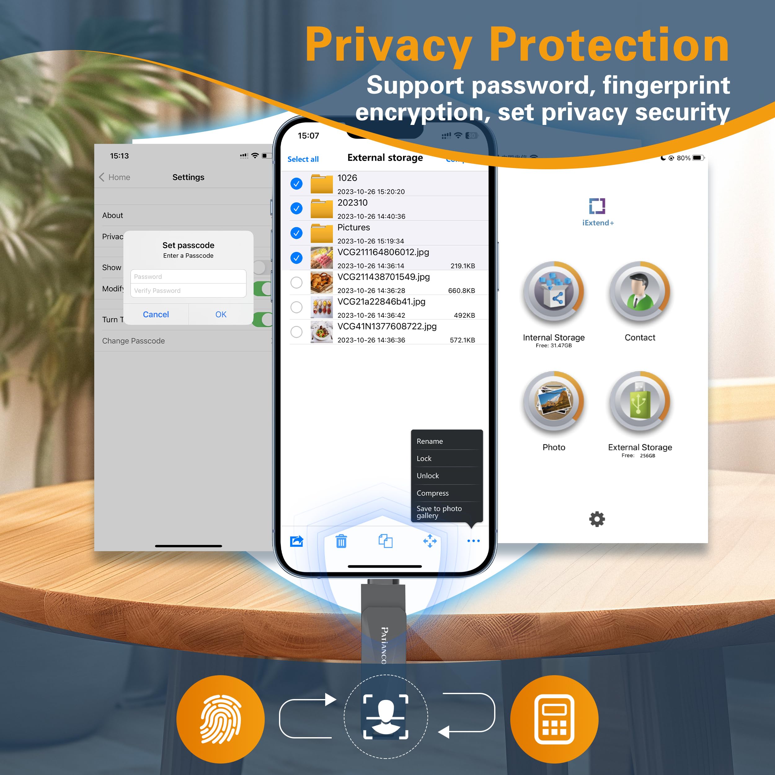Chiavetta USB per iPhone 256GB,[MFi Certified] Patianco 3 in 1 Pendrive per Lightning USB 3.0 Chiave USB C per iphone per Scaricare Foto Memoria Stick per OTG Smartphone/Mac/PC/TypeC-iPhone/iPad(Nero)