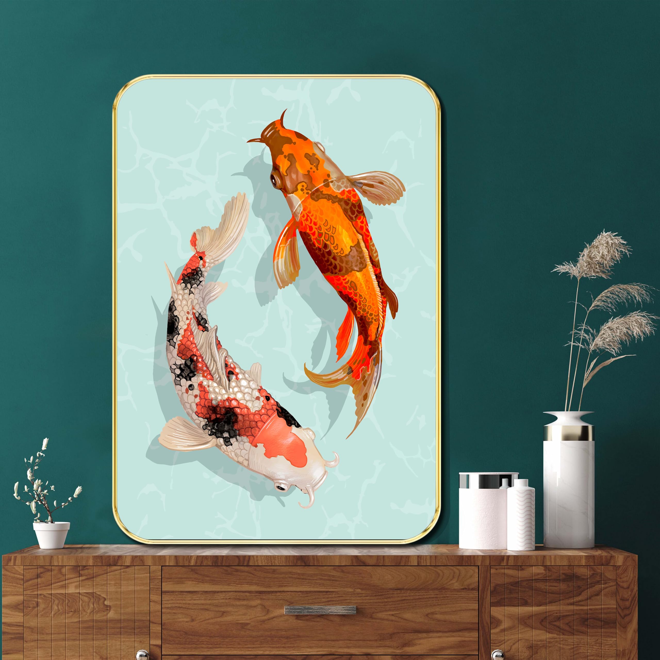 Livin'luxe Japanese Koi Fish Wall Art | Feng Shui-Inspired Twin