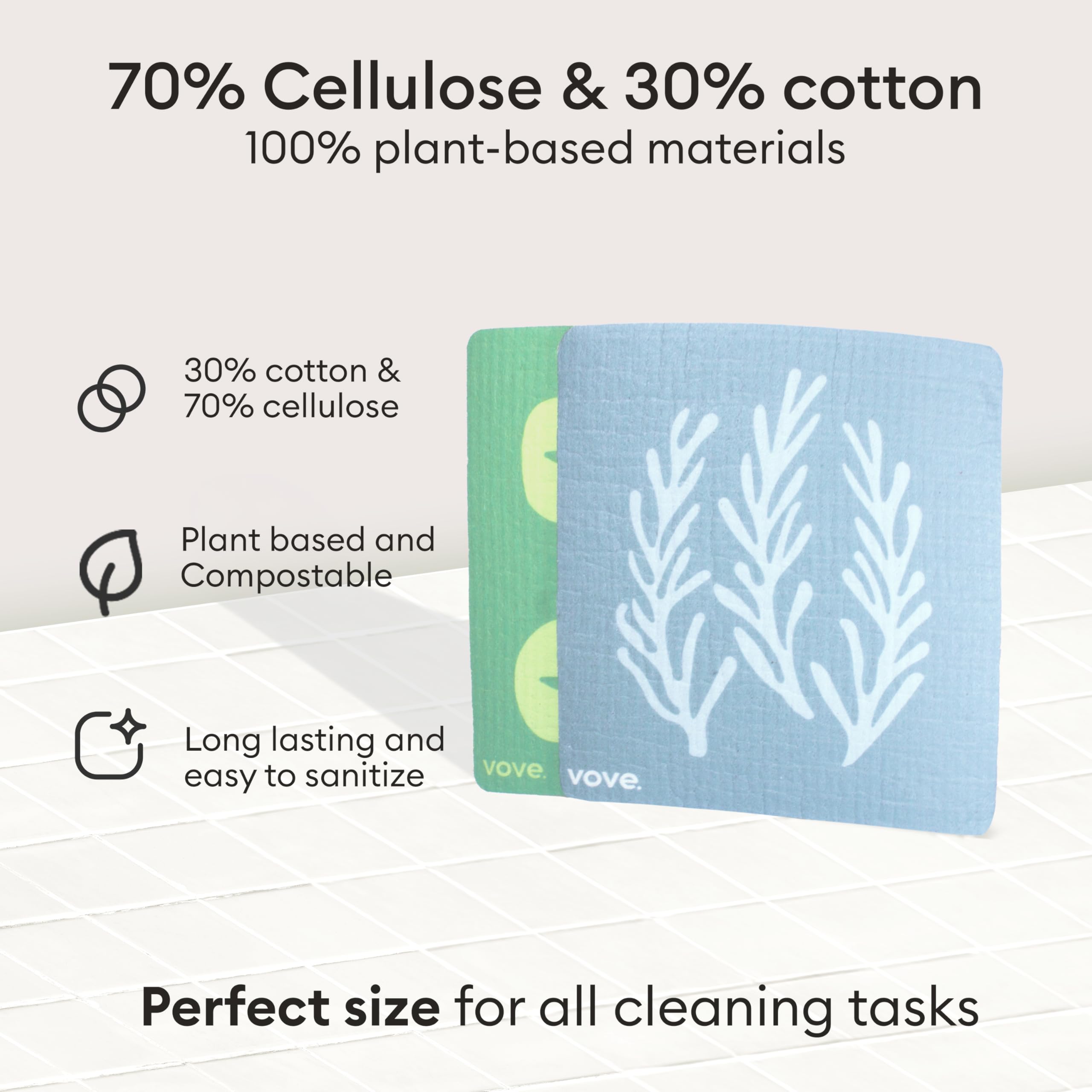 5 Strofinacci Svedesi Riutilizzabili - Asciugamani Di Carta Ecologici Per Cucina E Pulizia 17x19,5cm